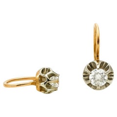 talian 1940s Art Deco White & Rose Gold Diamond Earrings (Approx. 1.10 ct.)