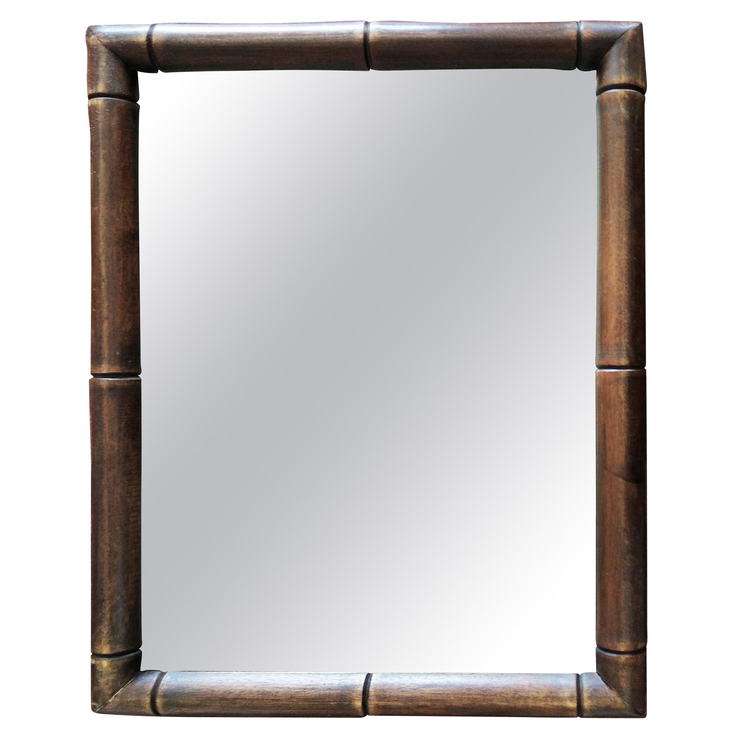 Pair of Hollywood Regency Gilt Faux Bamboo Wall Mirror For Sale at 1stDibs