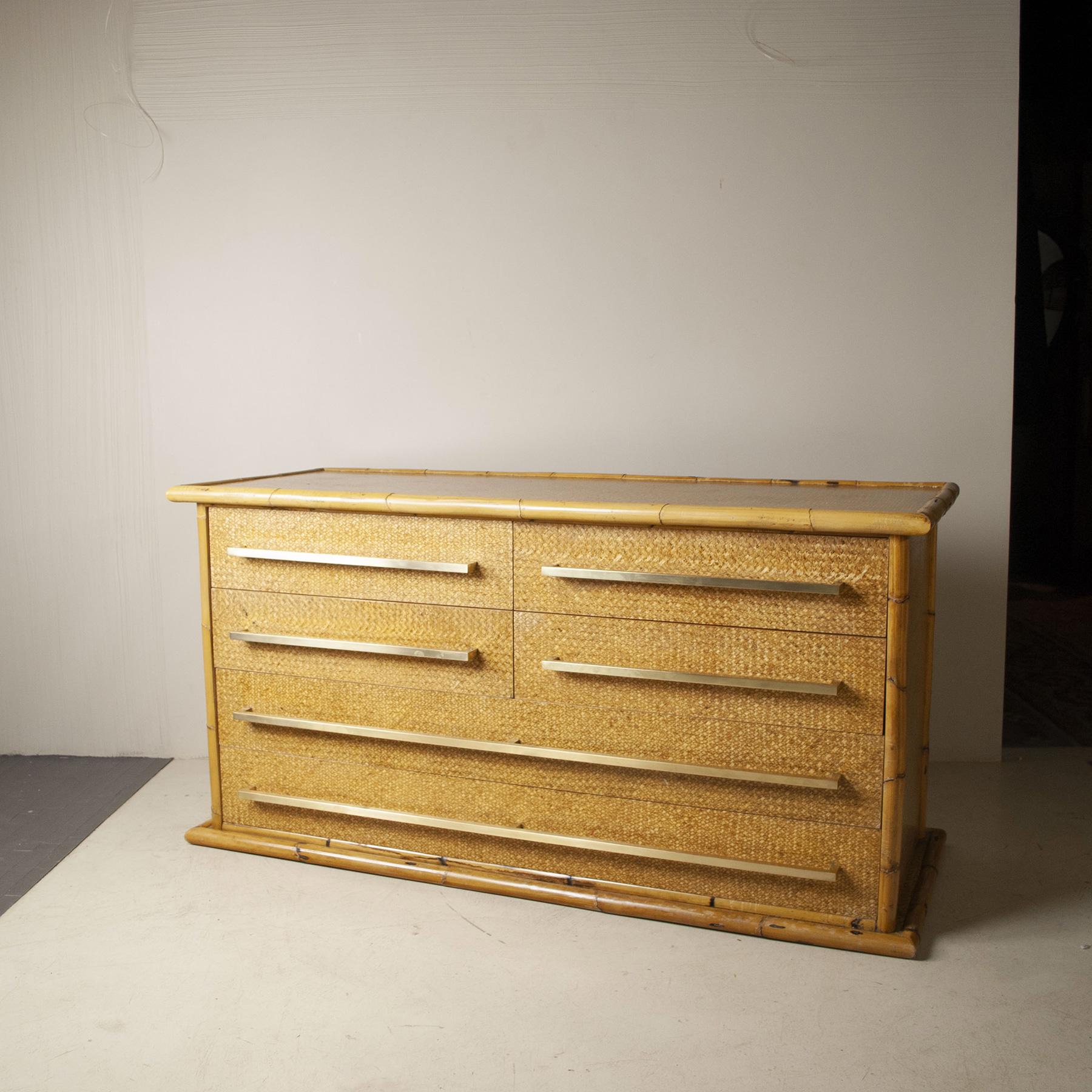 Mid-Century Modern Italian Midcentury Bamboo Sideboard from the Sixties For Sale