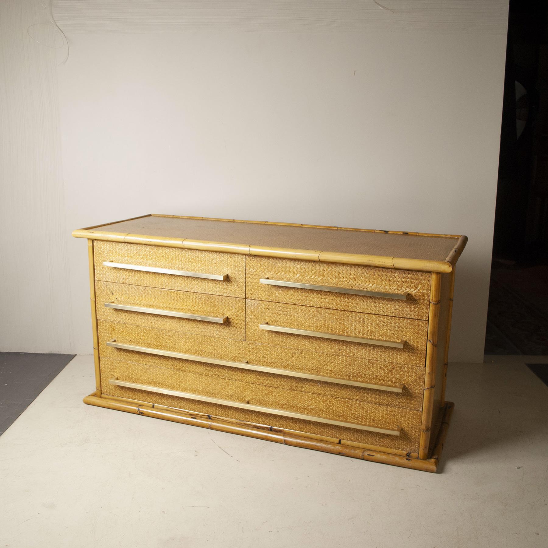Italian Midcentury Bamboo Sideboard from the Sixties In Good Condition For Sale In bari, IT