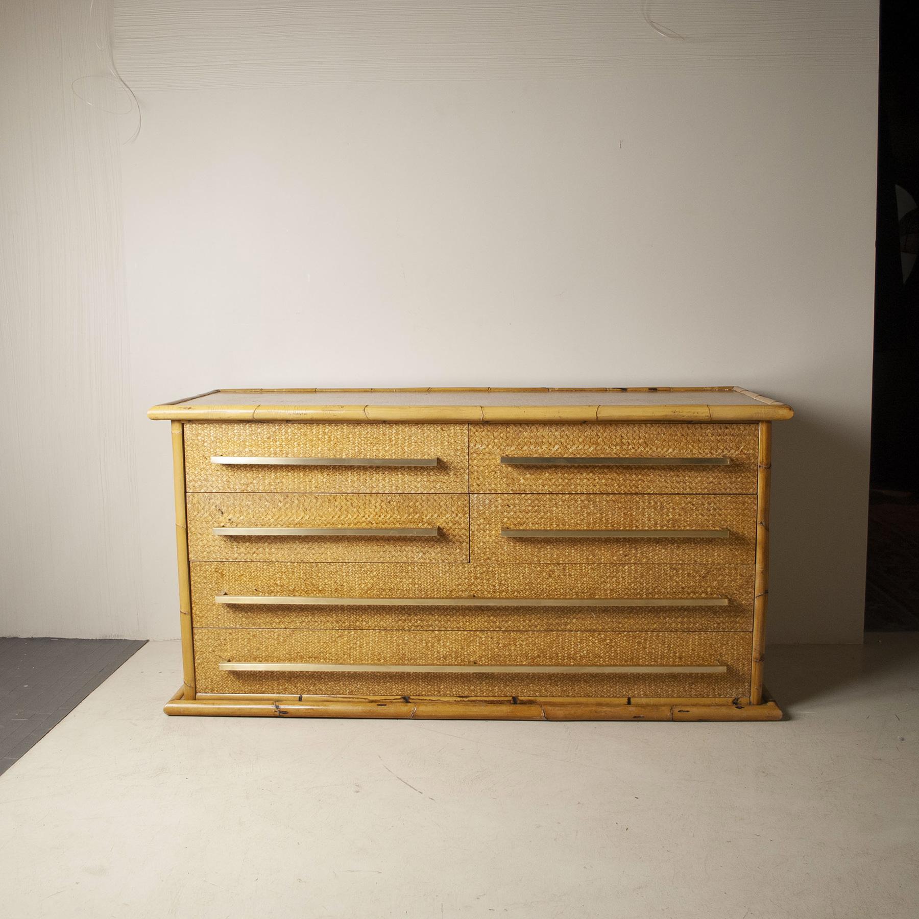 Italian Midcentury Bamboo Sideboard from the Sixties For Sale 2
