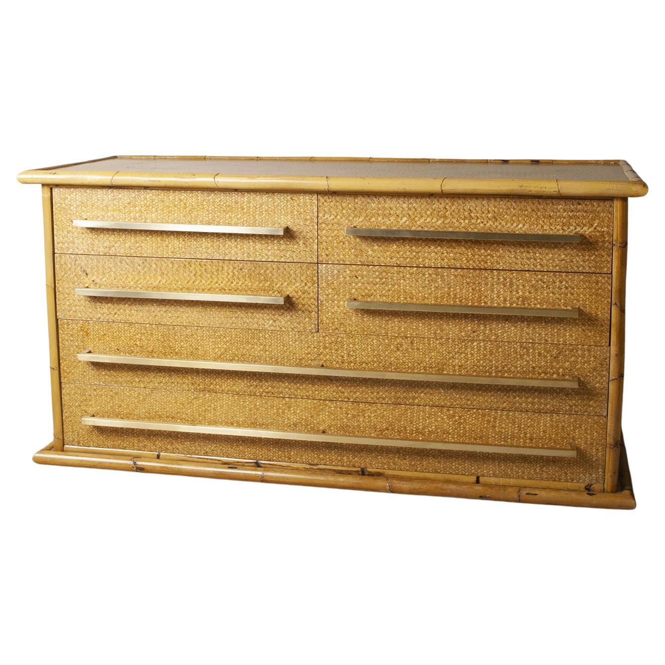 Italian Midcentury Bamboo Sideboard from the Sixties For Sale