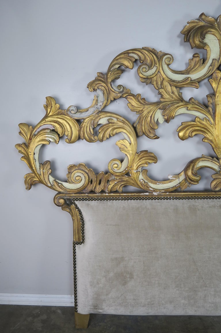 Italian Painted and Parcel Gilt Headboard, circa 1940s at 1stDibs