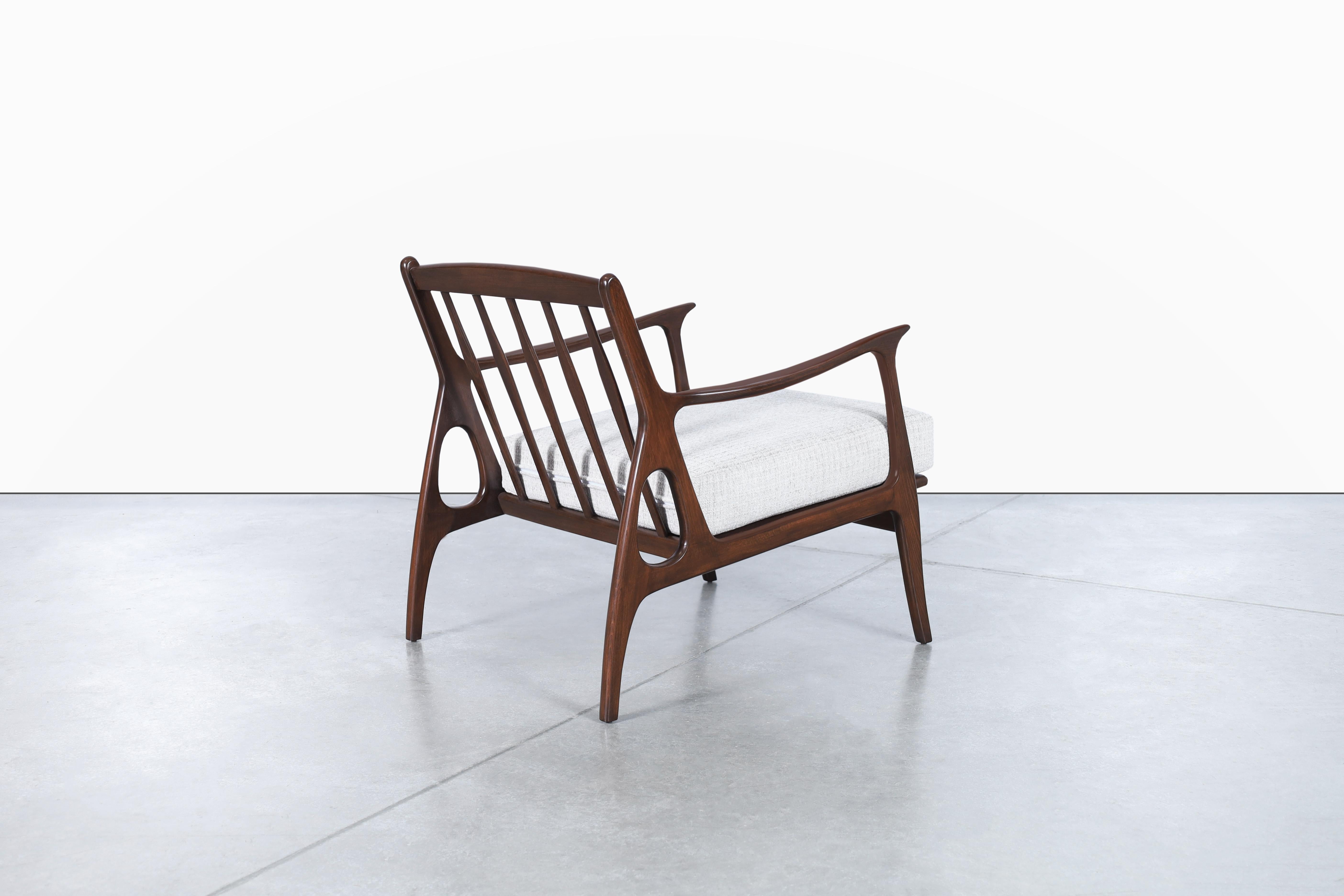 Italian Sculptural Walnut Lounge Chair 5