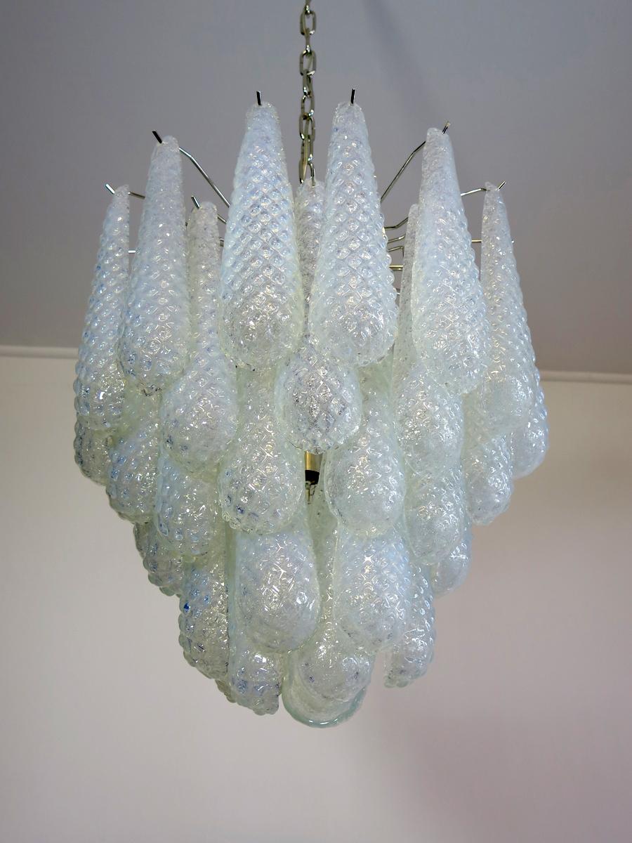 talian vintage Murano chandelier - 41 glass petals drop OPALINO For Sale 2