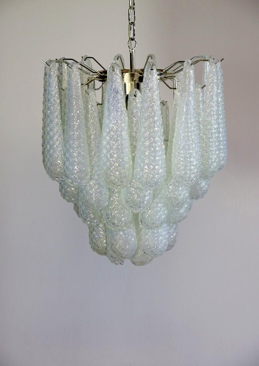 talian vintage Murano chandelier - 41 glass petals drop OPALINO For Sale 3