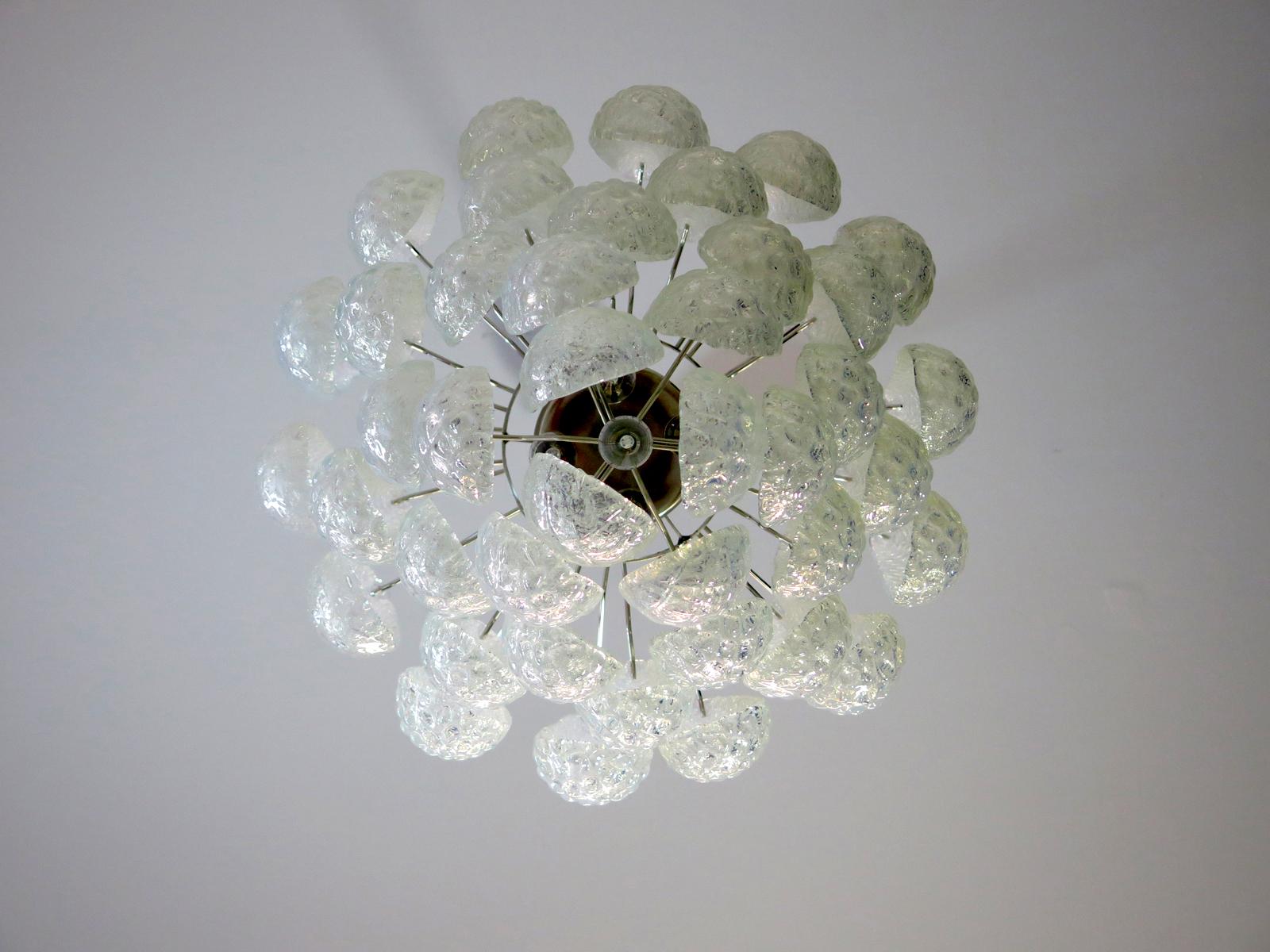 talian vintage Murano chandelier - 41 glass petals drop OPALINO For Sale 1