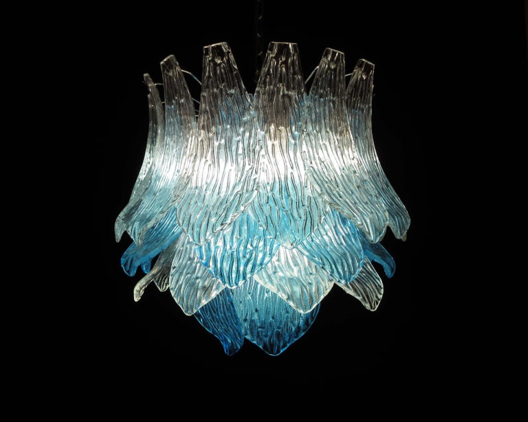 Talian Vintage Murano Glass Chandelier, 38 Glasses, Blue and Trasparent 3