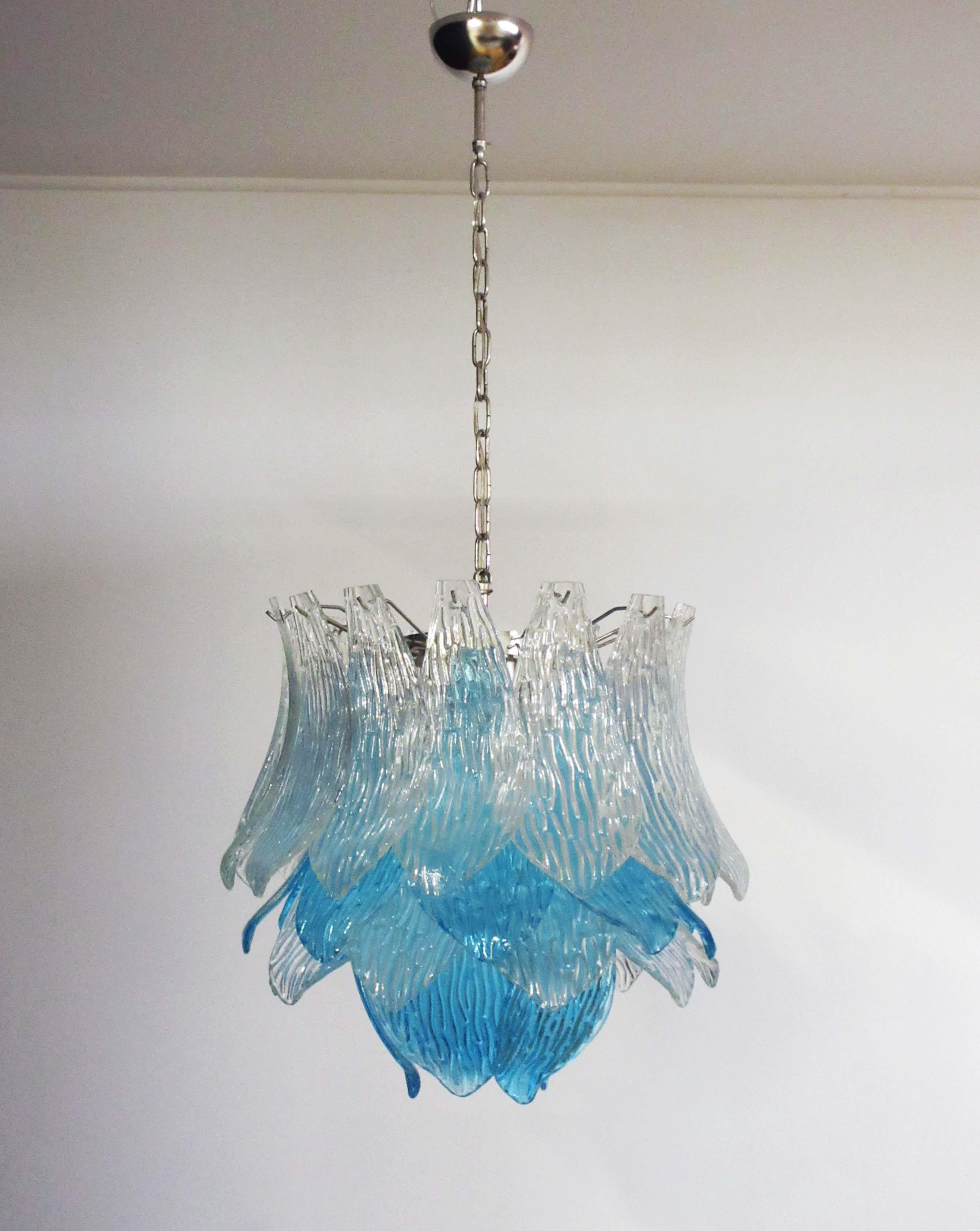 Talian Vintage Murano Glass Chandelier, 38 Glasses, Blue and Trasparent 5
