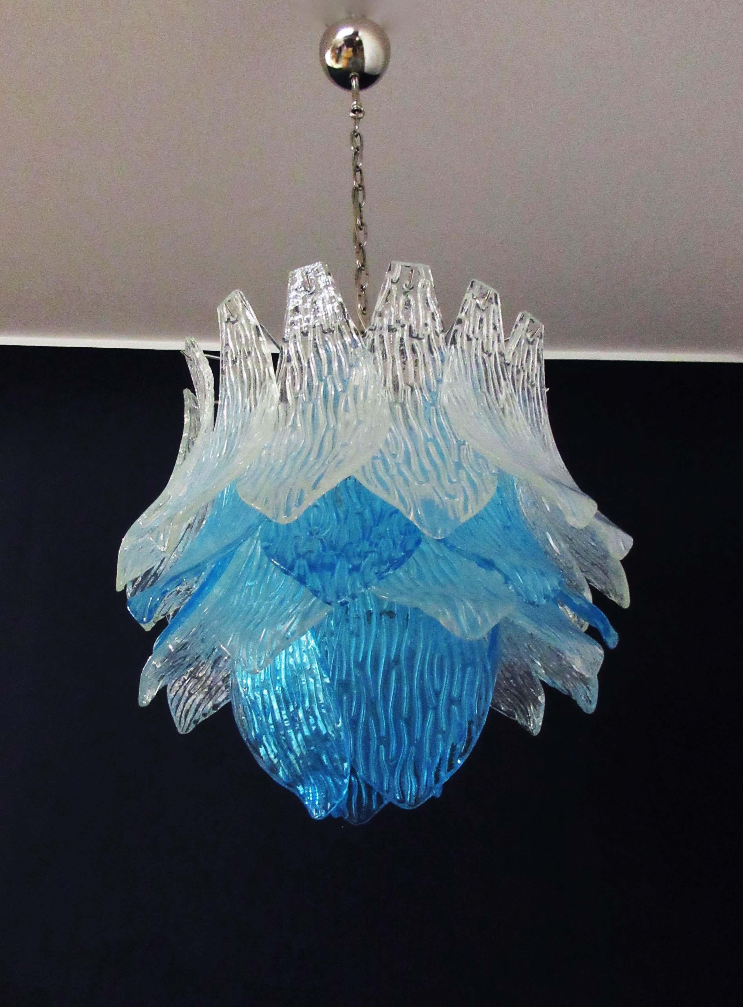 Talian Vintage Murano Glass Chandelier, 38 Glasses, Blue and Trasparent 8