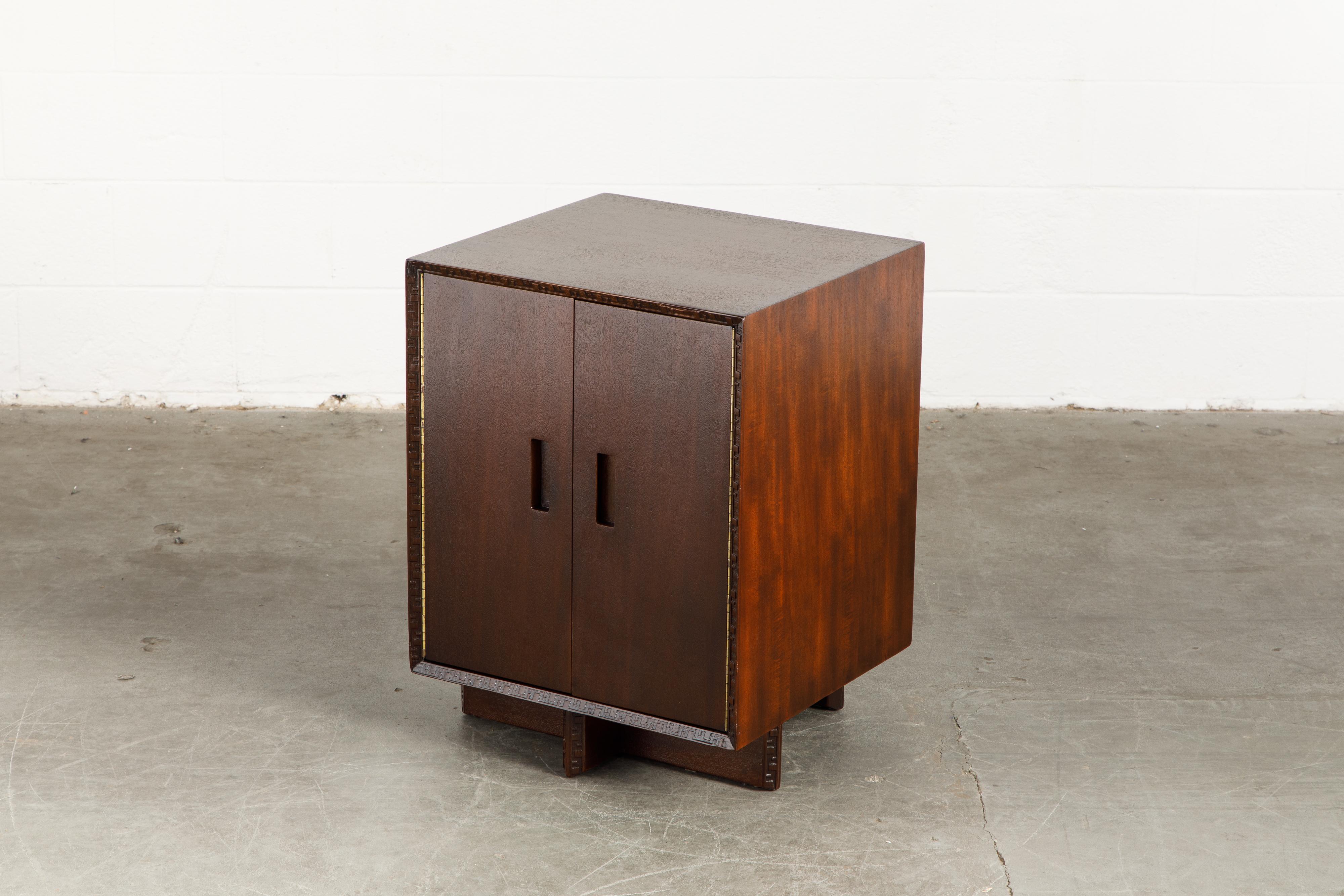 Mid-Century Modern 'Taliesin' Collection Mahogany Cabinet by Frank Lloyd Wright, 1955, Signed