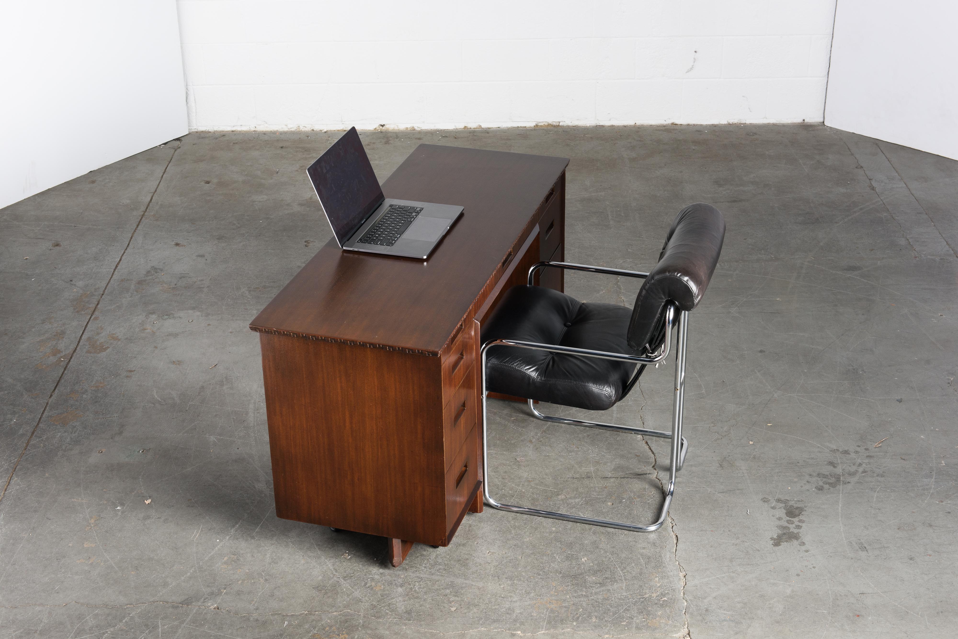 'Taliesin' Collection Mahogany Desk by Frank Lloyd Wright, 1955, Signed 2