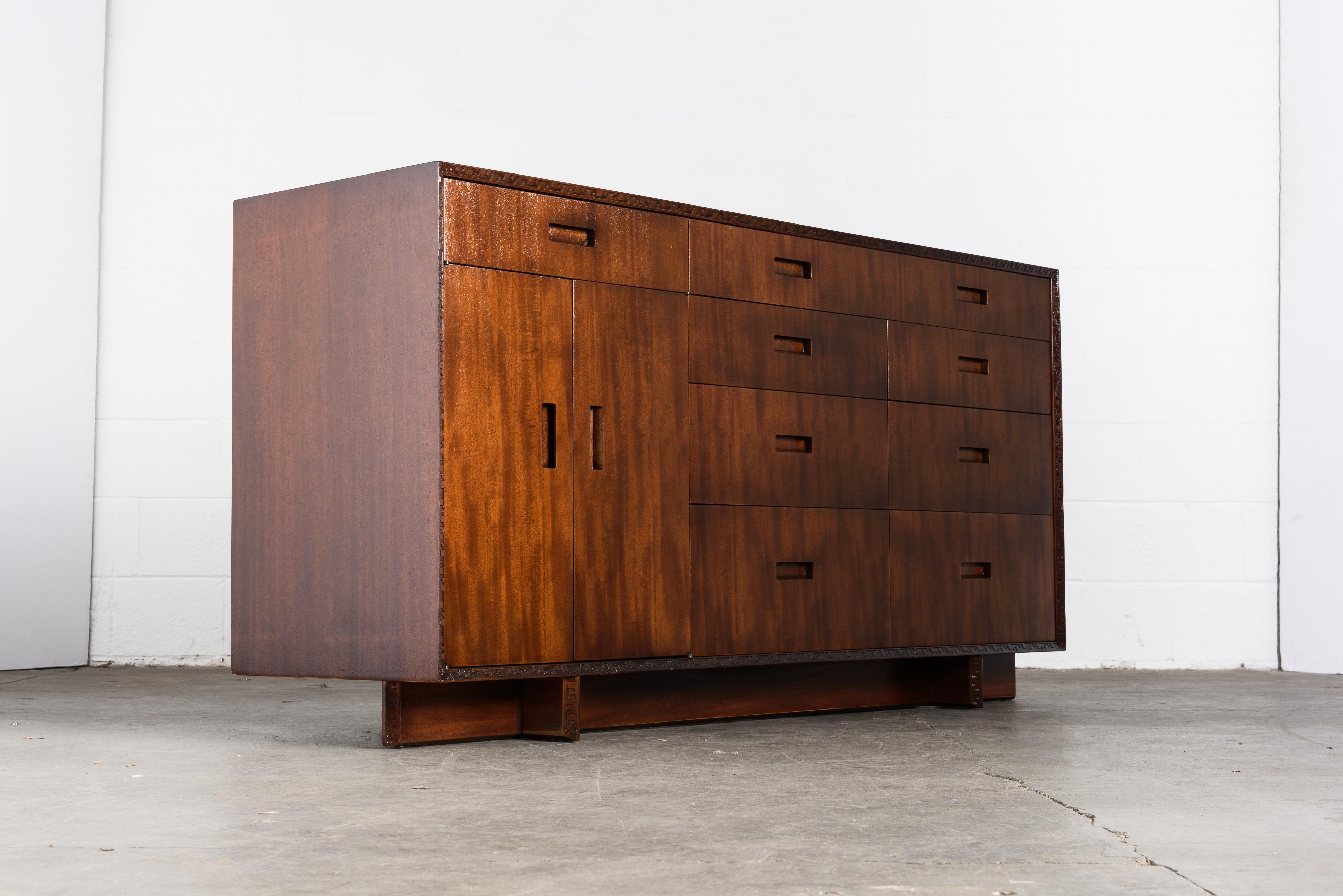 'Taliesin' Collection Mahogany Sideboard by Frank Lloyd Wright, 1955, Signed 4