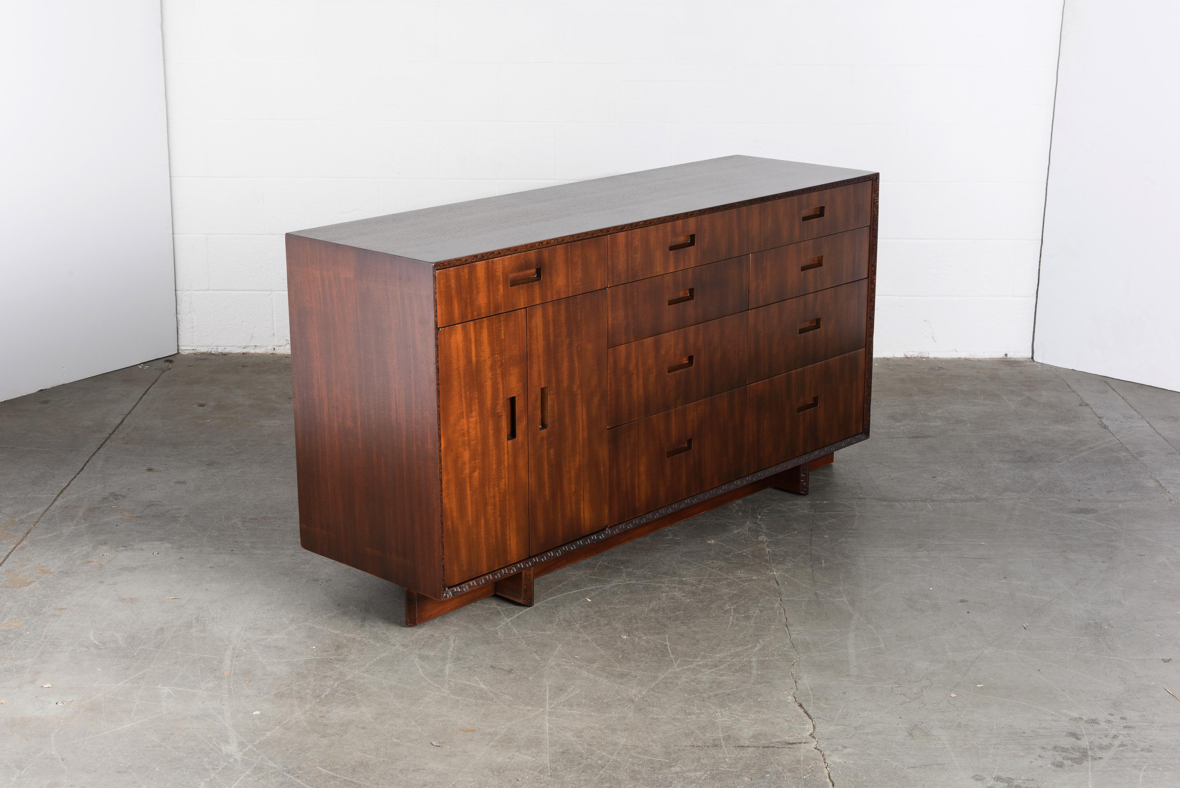 'Taliesin' Collection Mahogany Sideboard by Frank Lloyd Wright, 1955, Signed 5