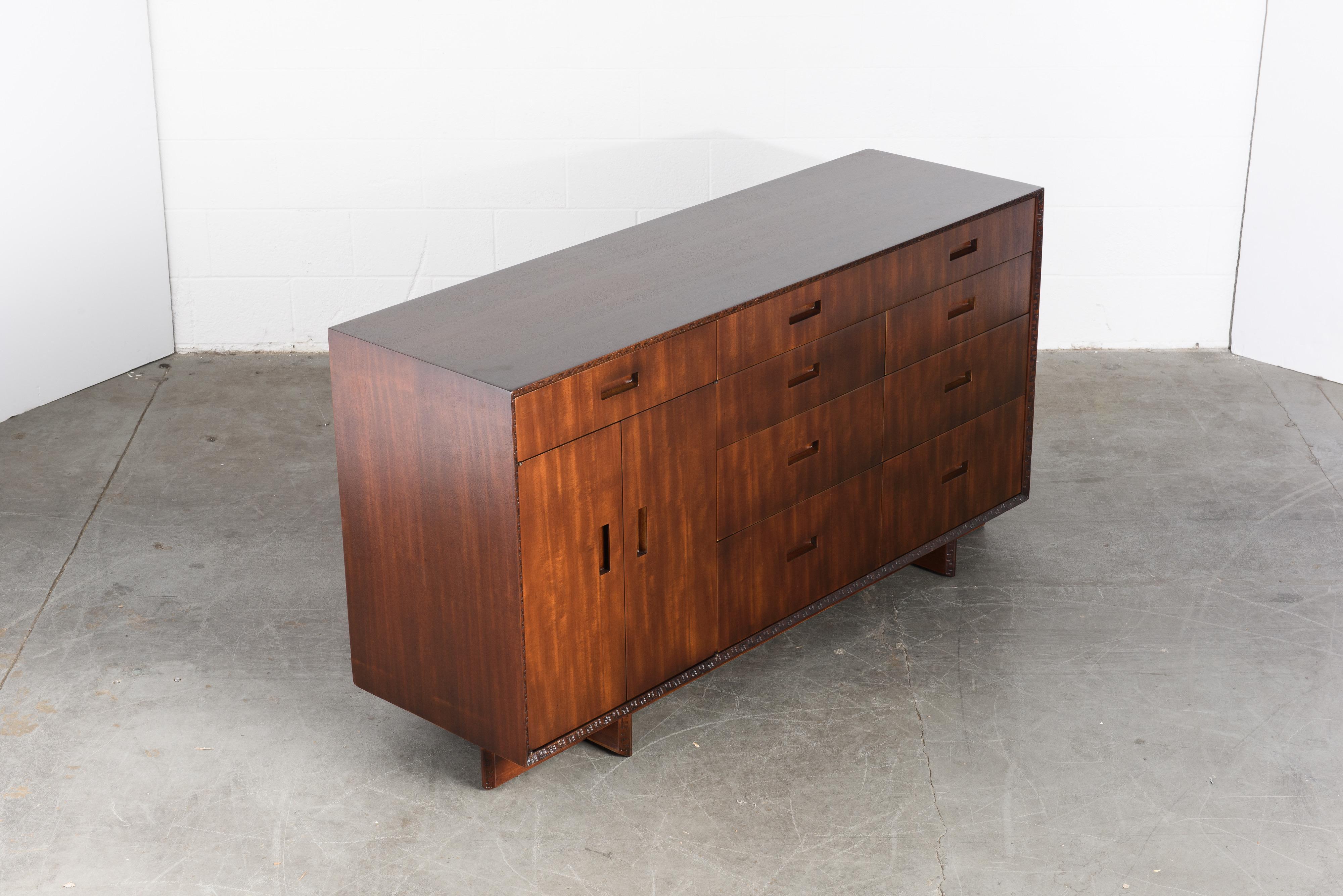 'Taliesin' Collection Mahogany Sideboard by Frank Lloyd Wright, 1955, Signed 6