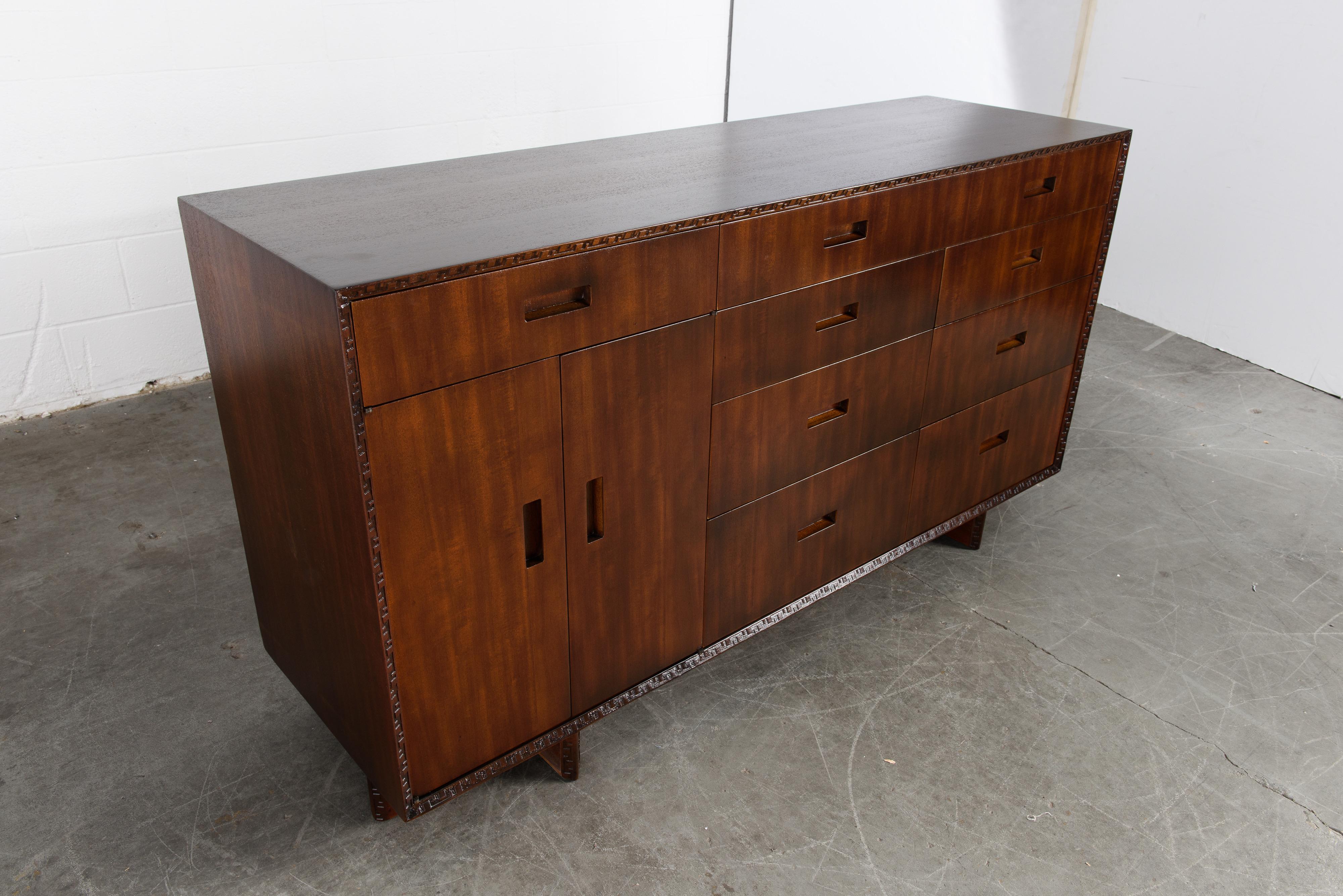 'Taliesin' Collection Mahogany Sideboard by Frank Lloyd Wright, 1955, Signed 7