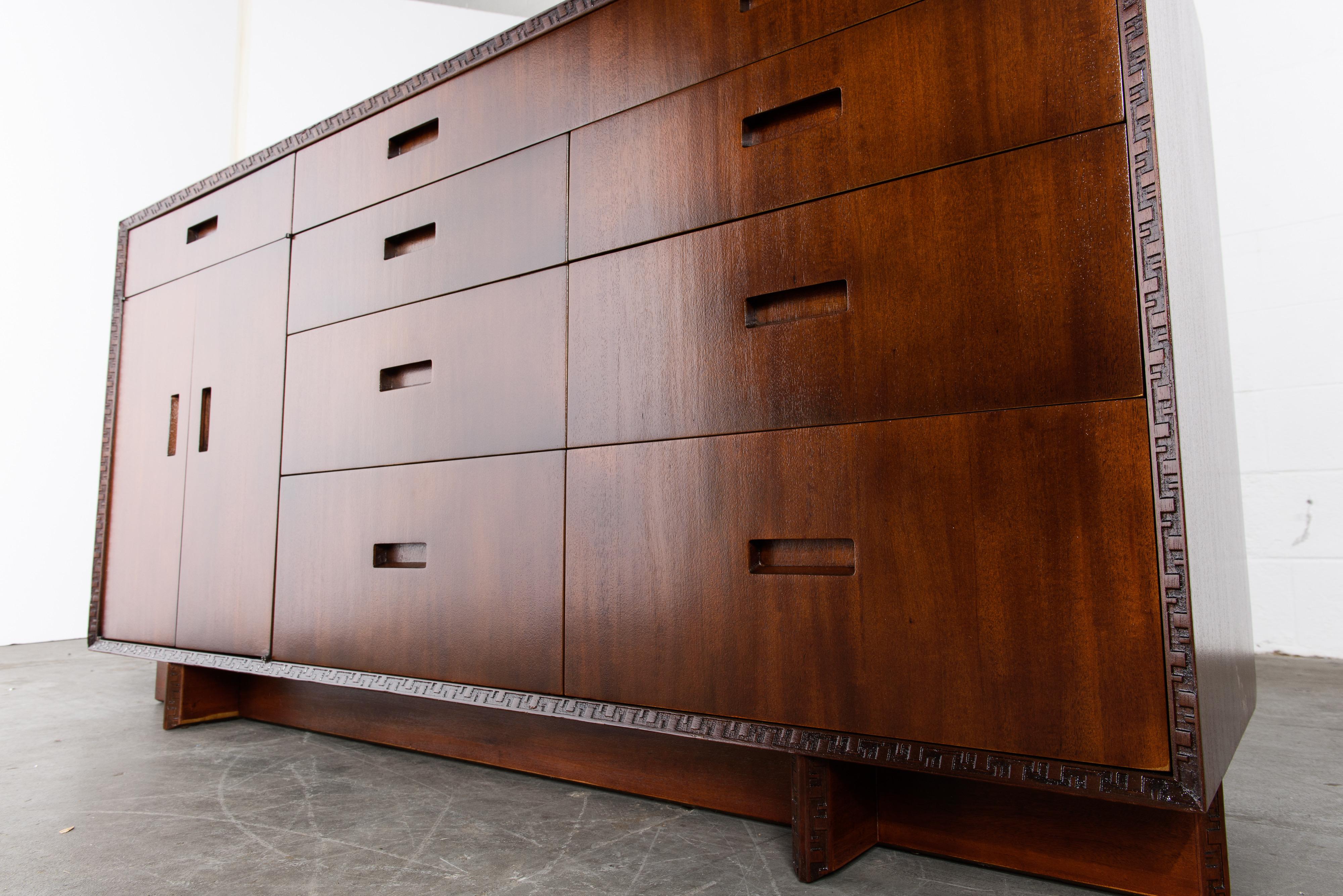 'Taliesin' Collection Mahogany Sideboard by Frank Lloyd Wright, 1955, Signed 8