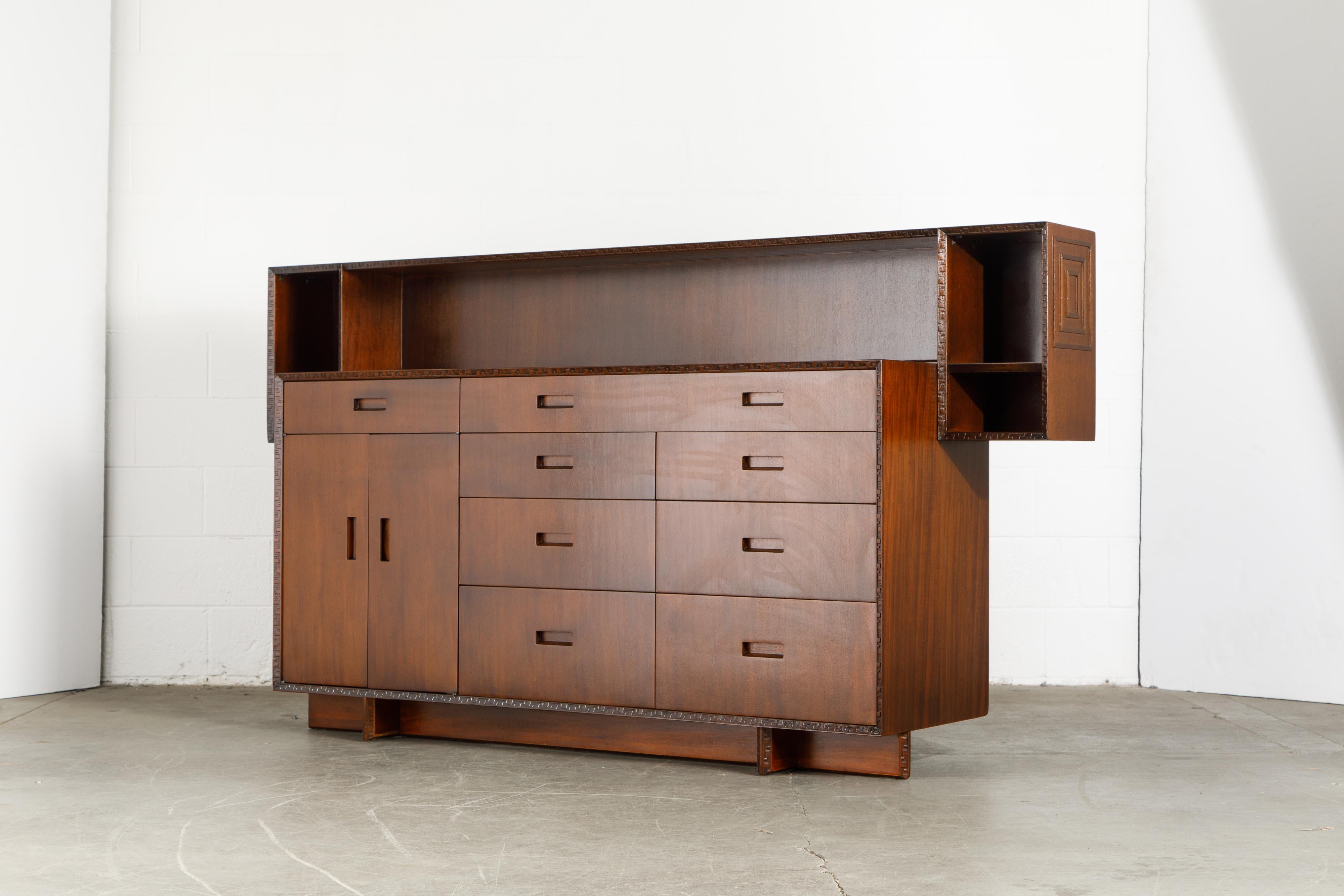'Taliesin' Collection Mahogany Sideboard by Frank Lloyd Wright, 1955, Signed 14