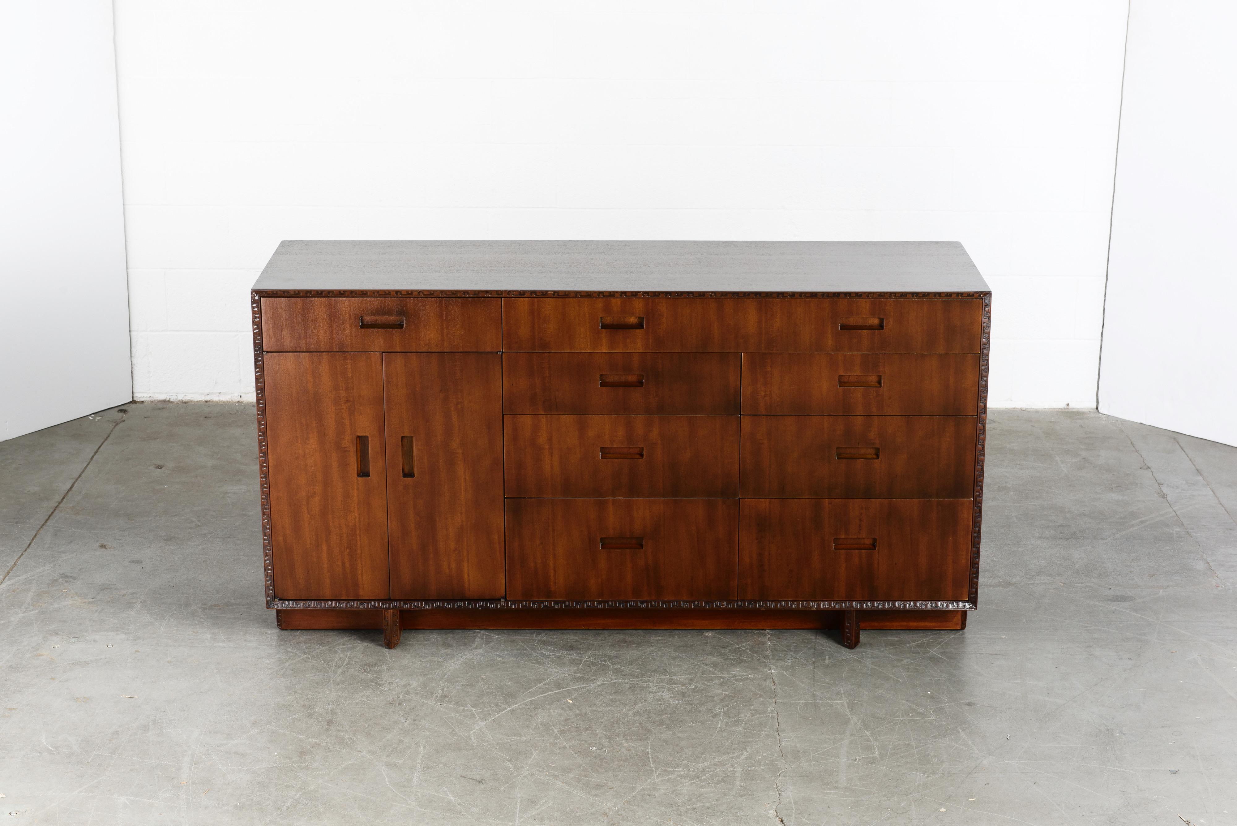 'Taliesin' Collection Mahogany Sideboard by Frank Lloyd Wright, 1955, Signed In Excellent Condition In Los Angeles, CA