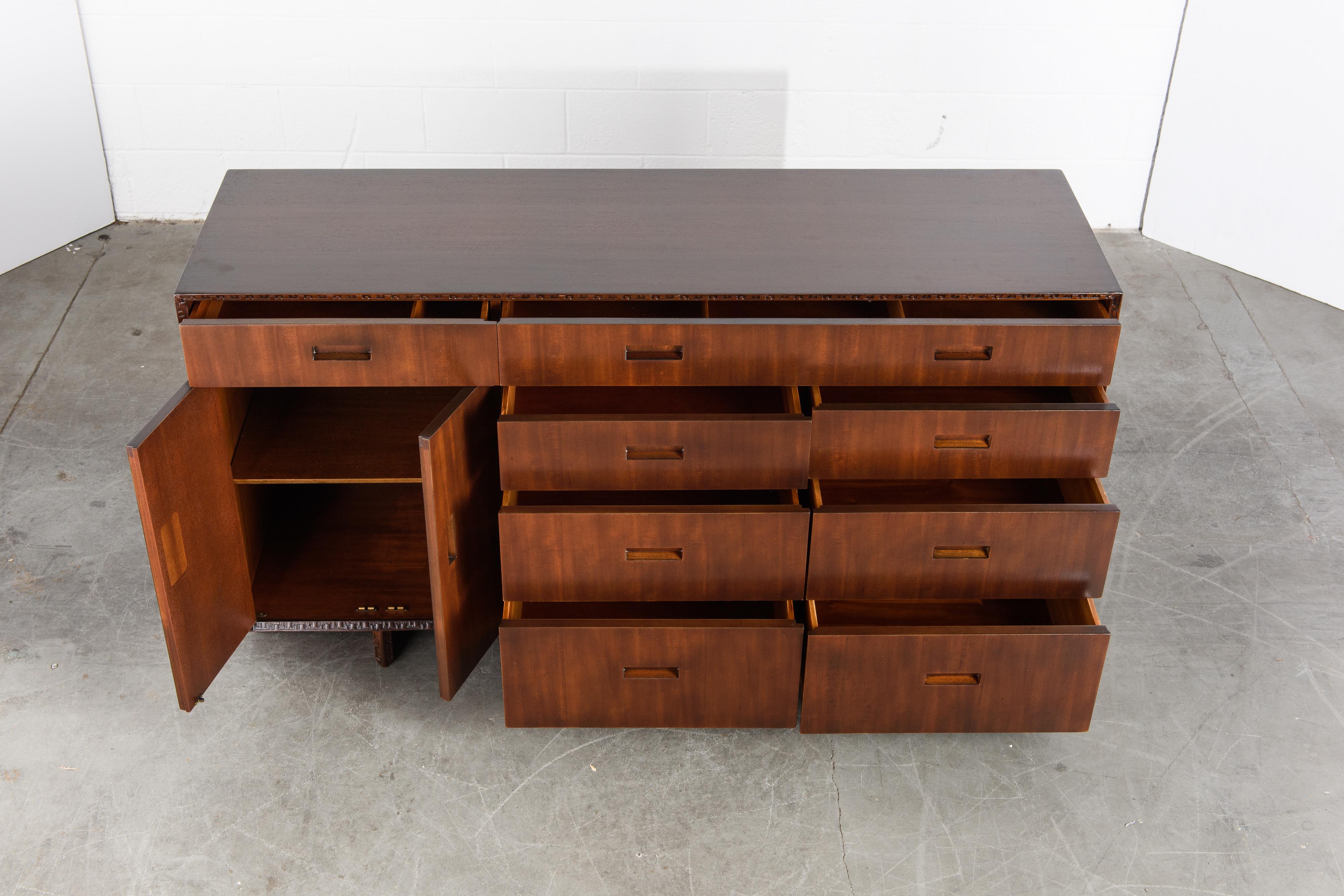 Mid-20th Century 'Taliesin' Collection Mahogany Sideboard by Frank Lloyd Wright, 1955, Signed