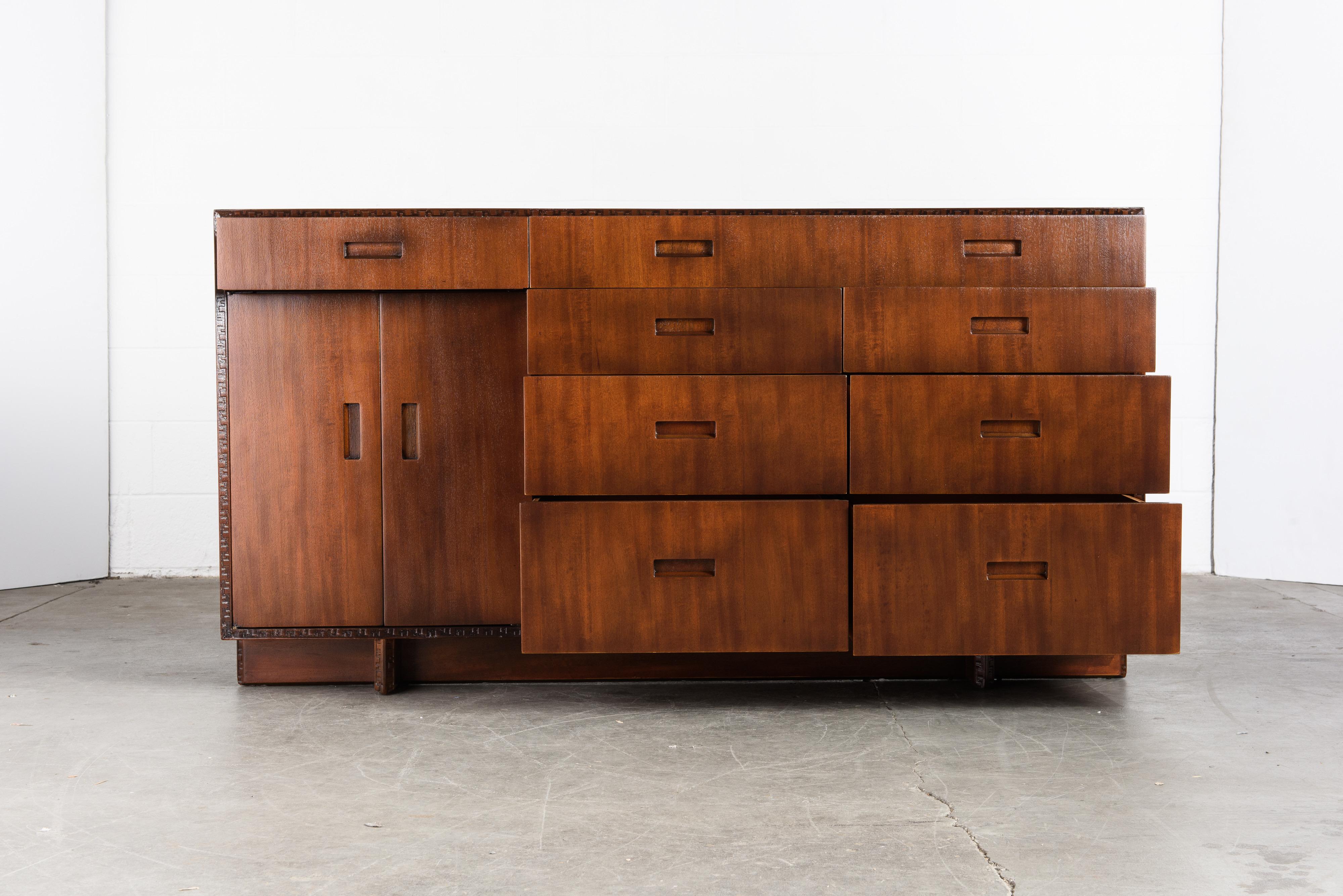 'Taliesin' Collection Mahogany Sideboard by Frank Lloyd Wright, 1955, Signed 1