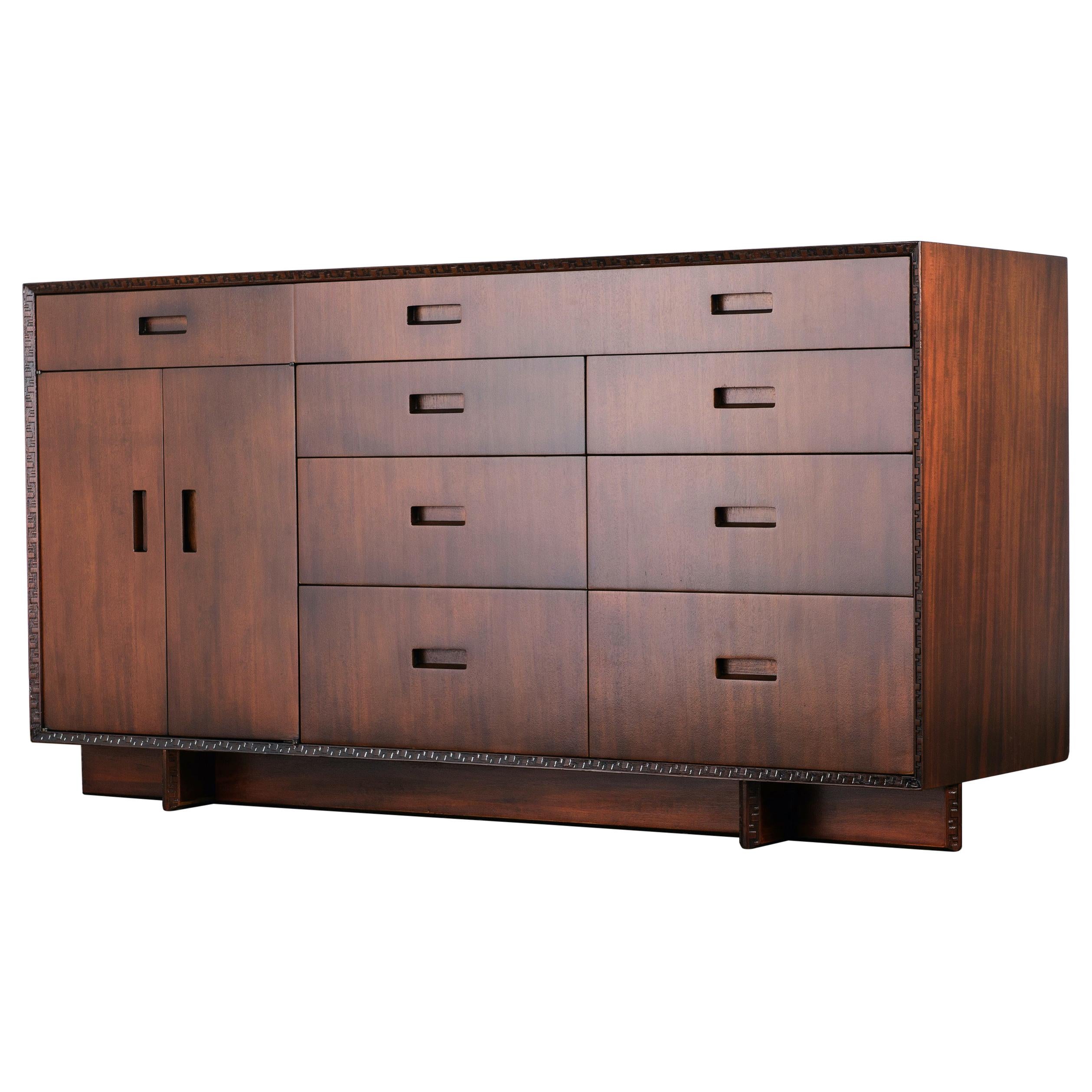 'Taliesin' Collection Mahogany Sideboard by Frank Lloyd Wright, 1955, Signed