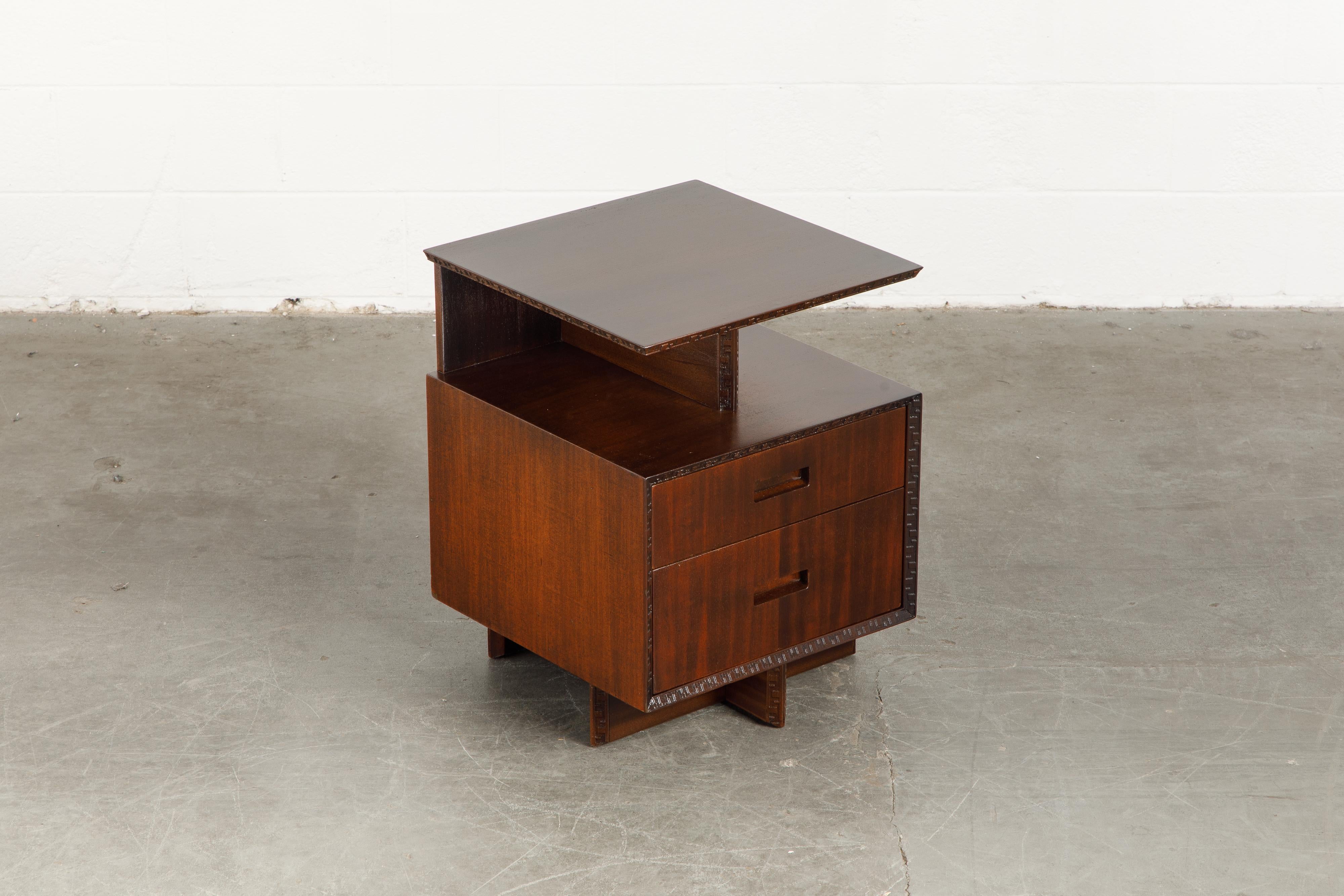 'Taliesin' Collection Platform Nightstand by Frank Lloyd Wright, 1955, Signed 3