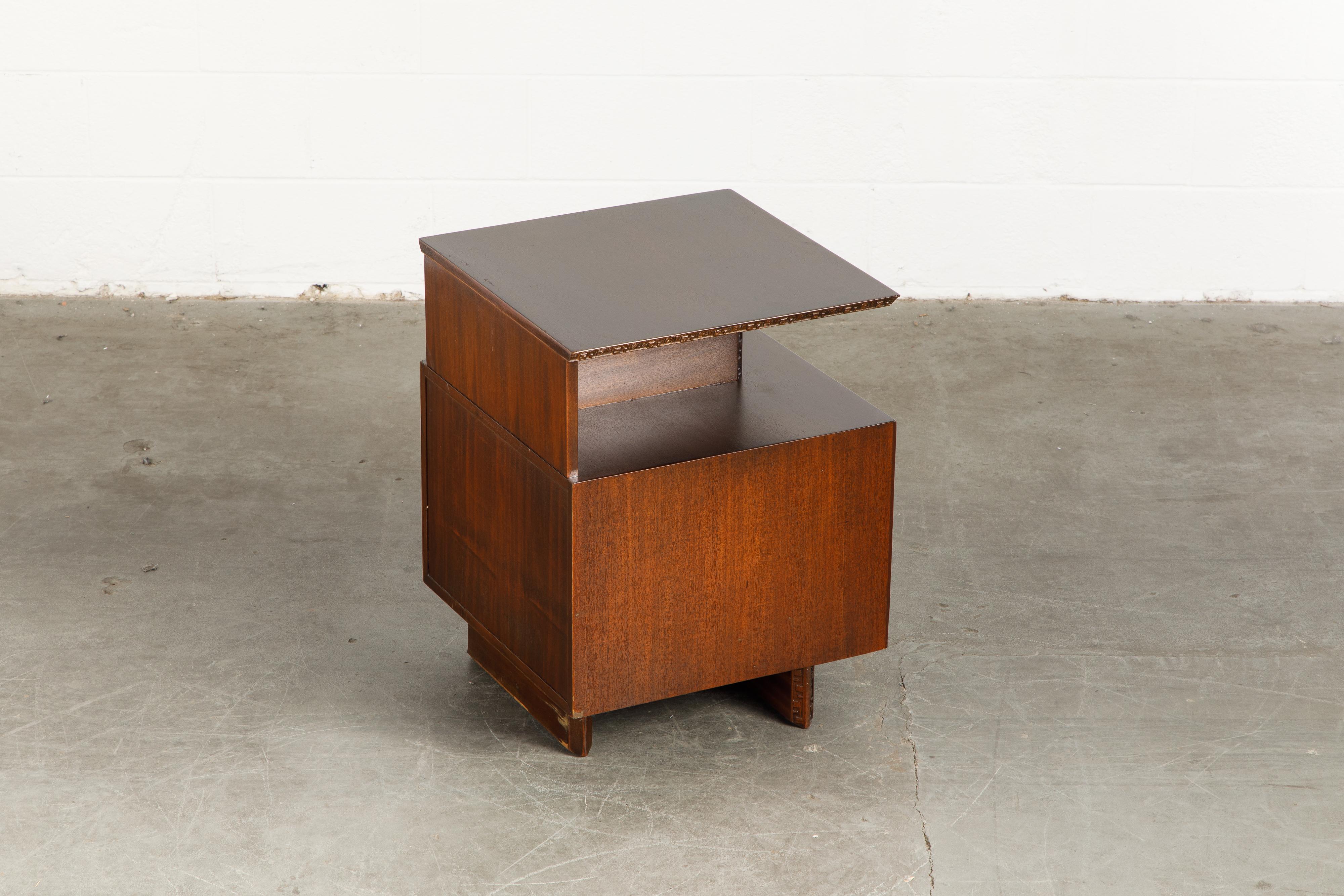 'Taliesin' Collection Platform Nightstand by Frank Lloyd Wright, 1955, Signed 5
