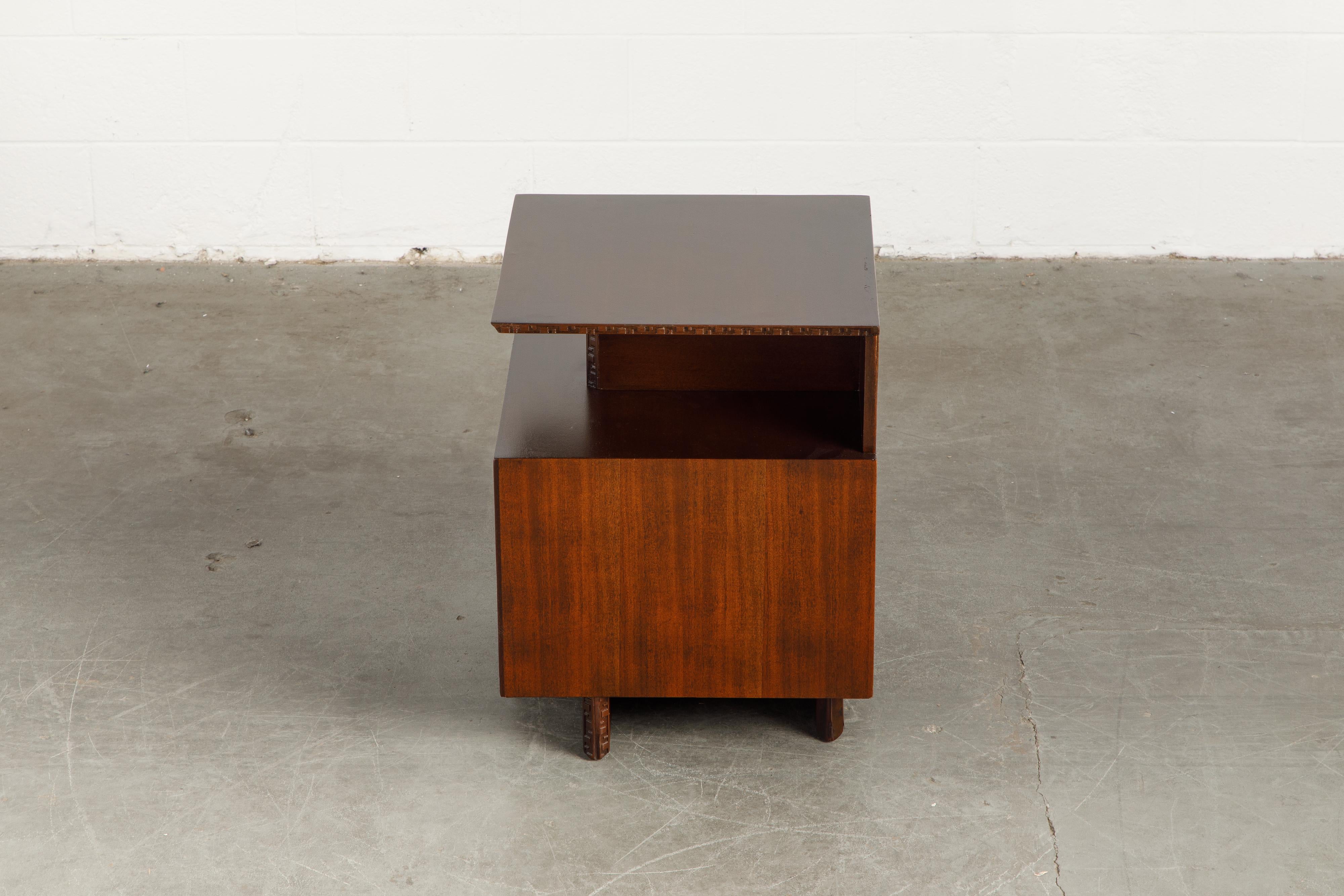 'Taliesin' Collection Platform Nightstand by Frank Lloyd Wright, 1955, Signed 6