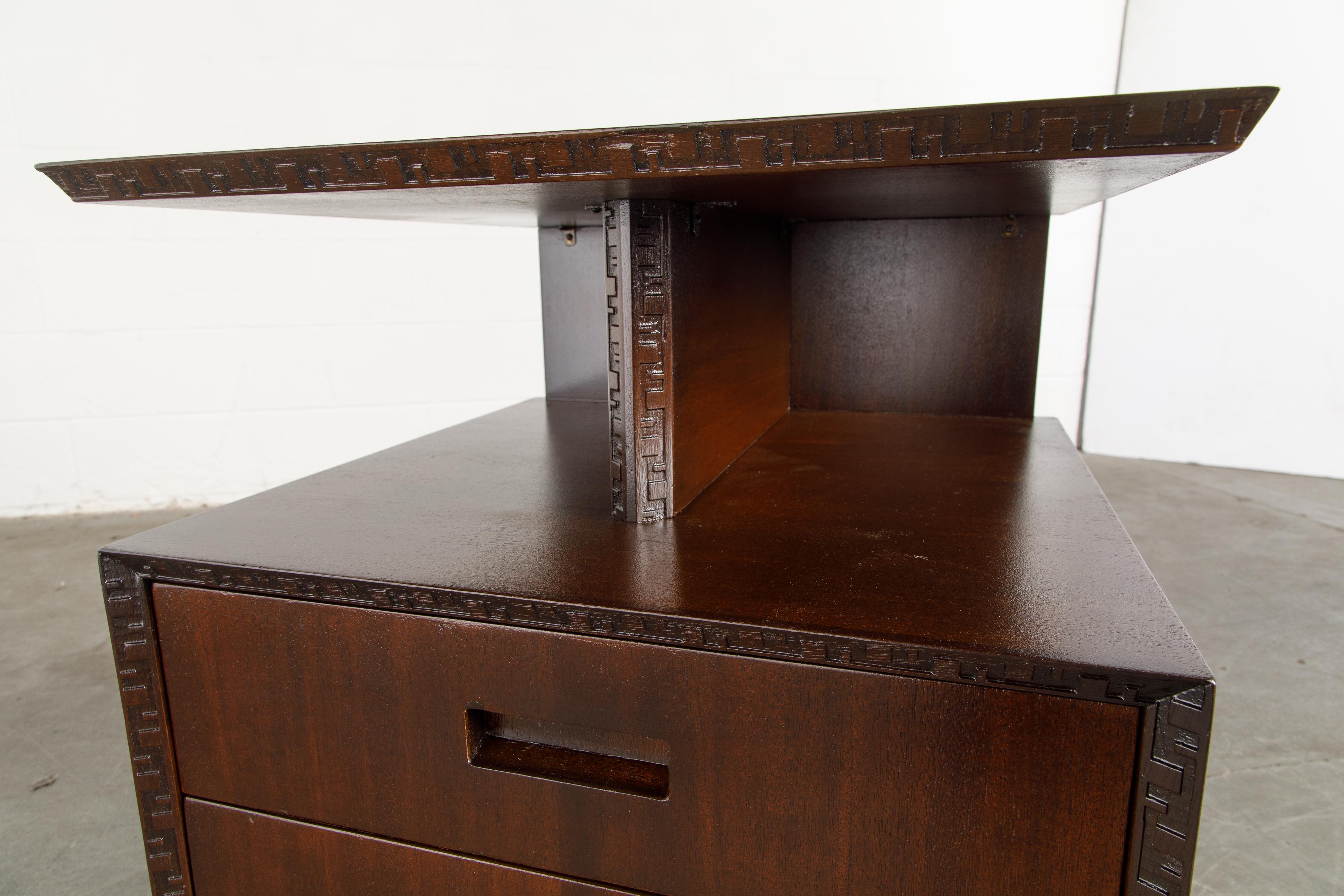 'Taliesin' Collection Platform Nightstand by Frank Lloyd Wright, 1955, Signed 11