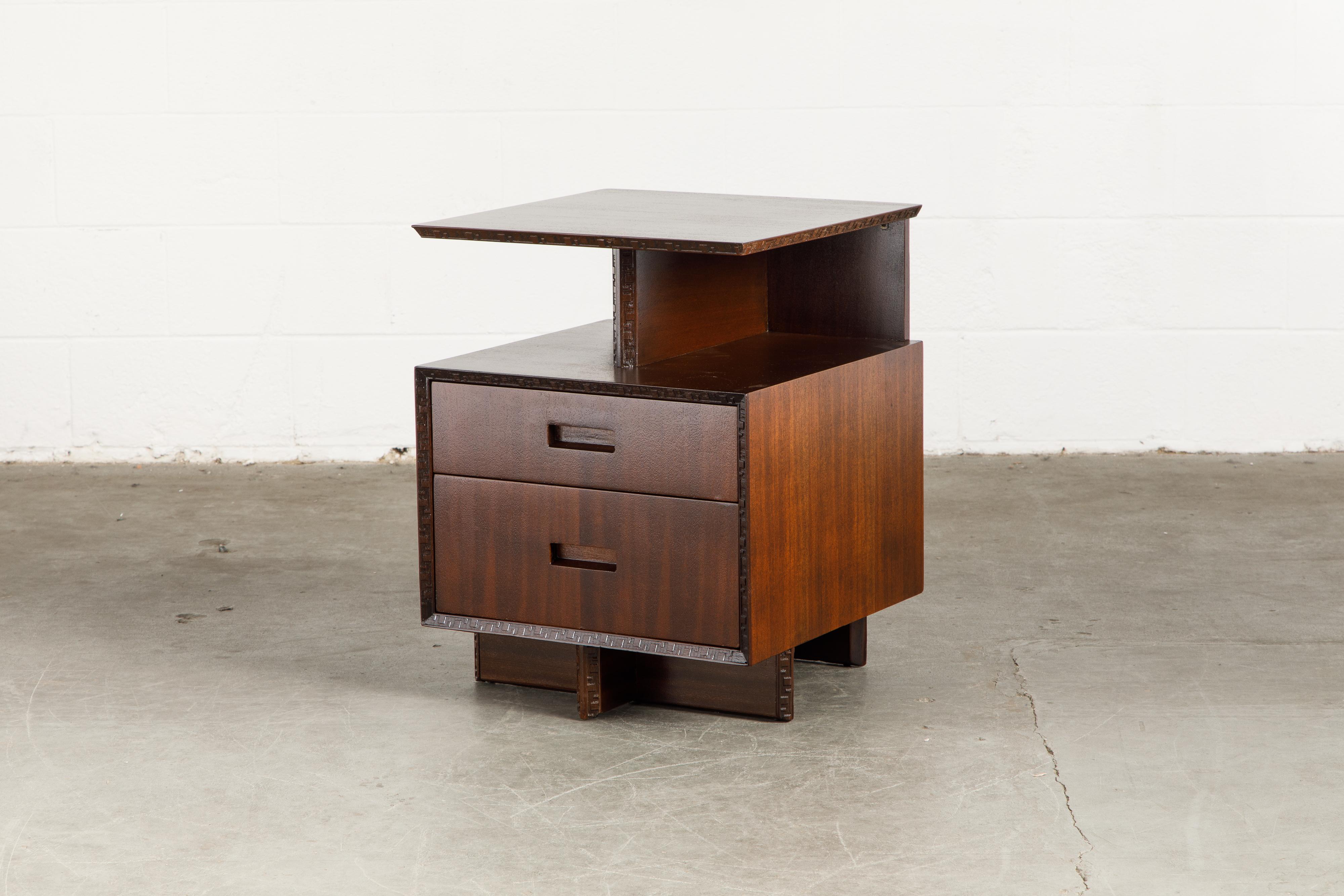 Mid-Century Modern 'Taliesin' Collection Platform Nightstand by Frank Lloyd Wright, 1955, Signed