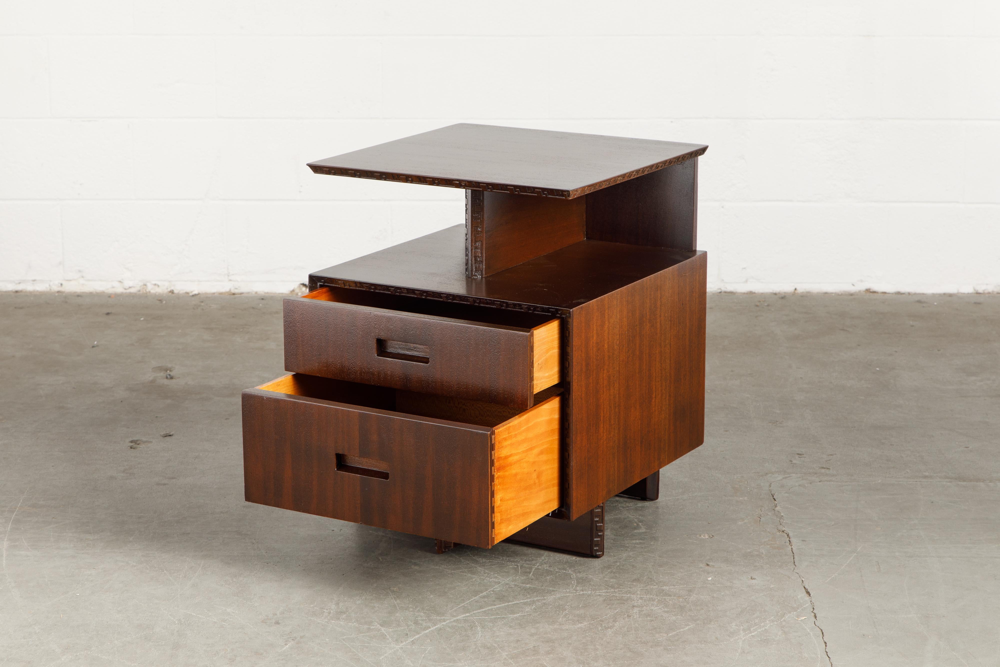 American 'Taliesin' Collection Platform Nightstand by Frank Lloyd Wright, 1955, Signed