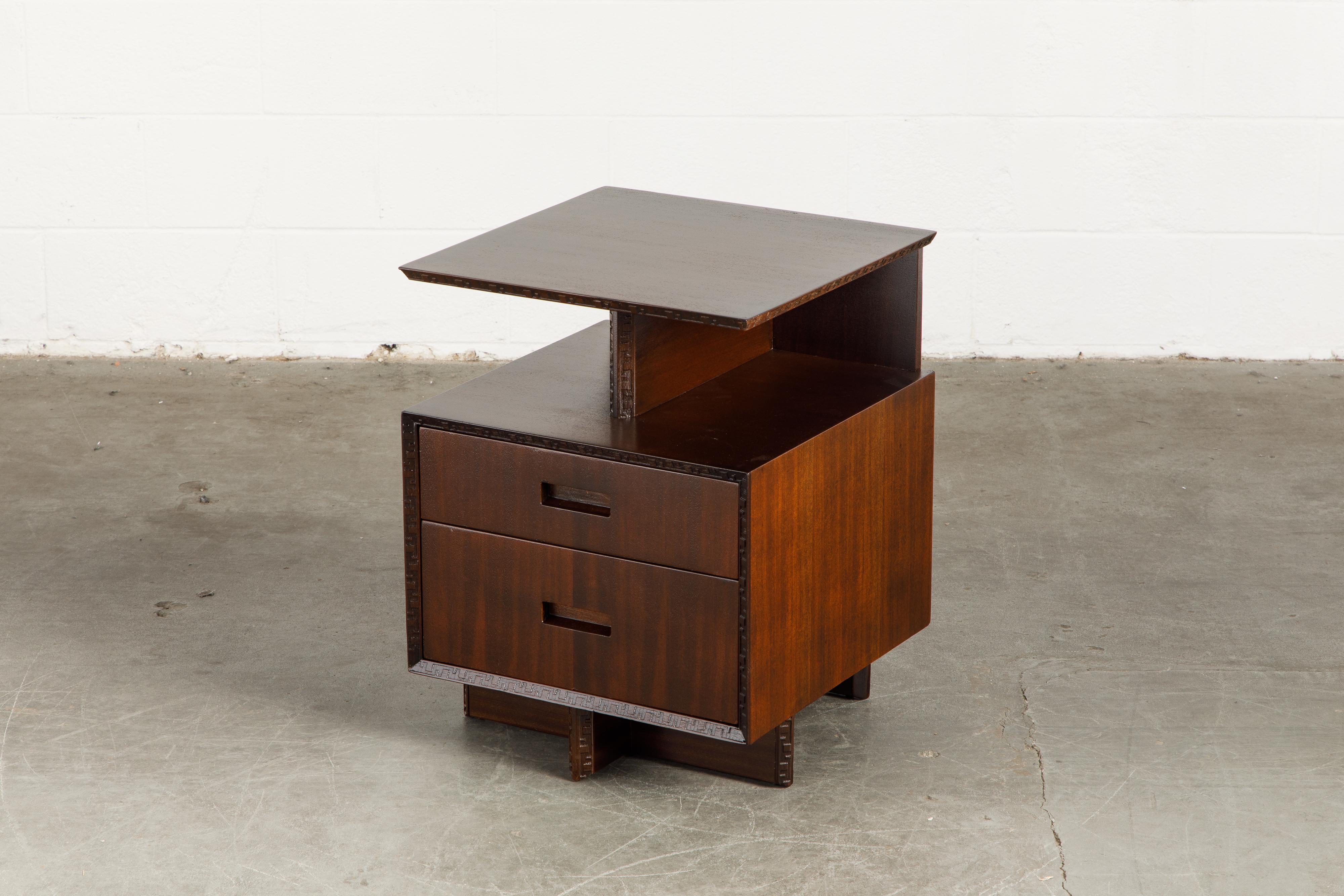 'Taliesin' Collection Platform Nightstand by Frank Lloyd Wright, 1955, Signed In Excellent Condition In Los Angeles, CA