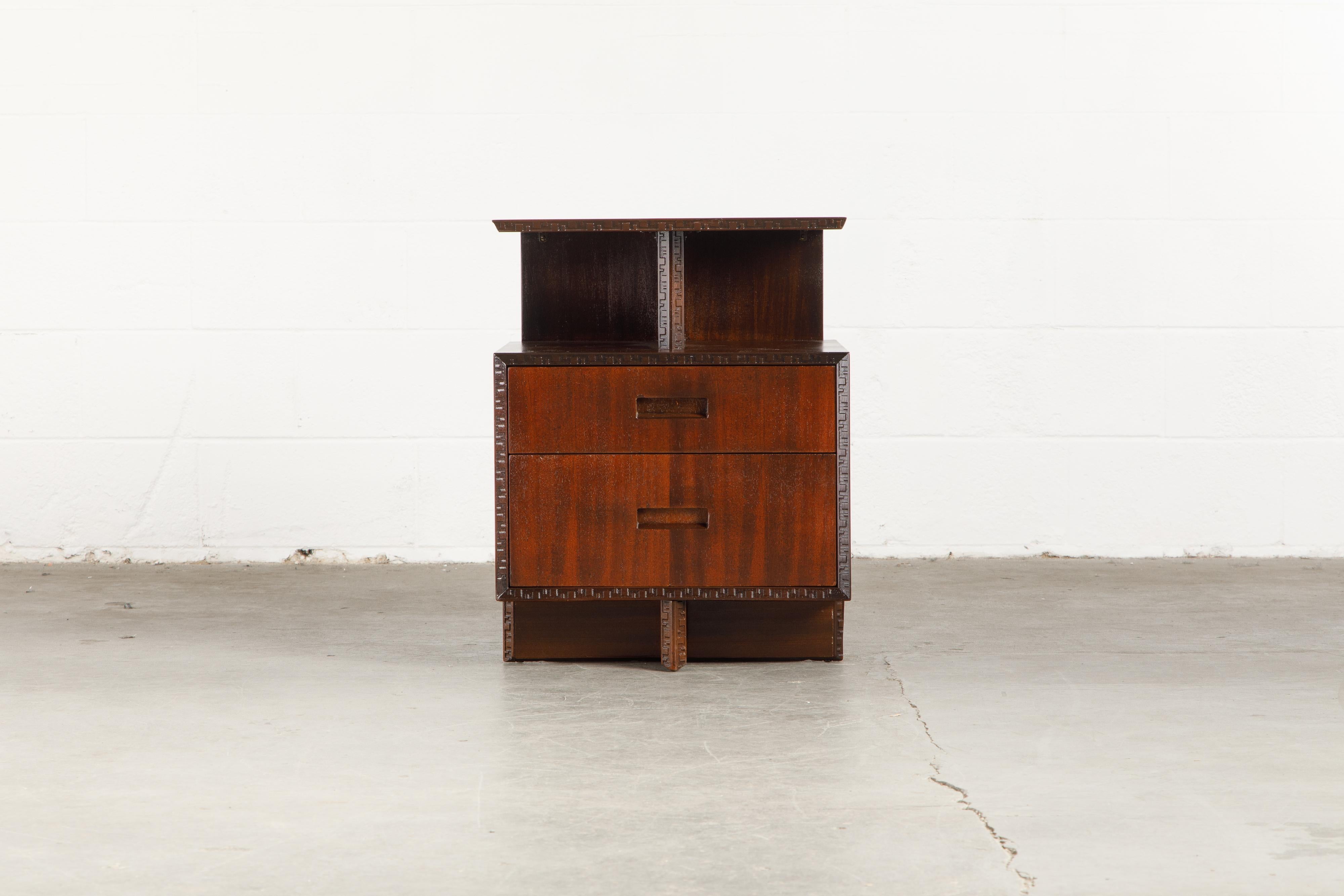 Mid-20th Century 'Taliesin' Collection Platform Nightstand by Frank Lloyd Wright, 1955, Signed