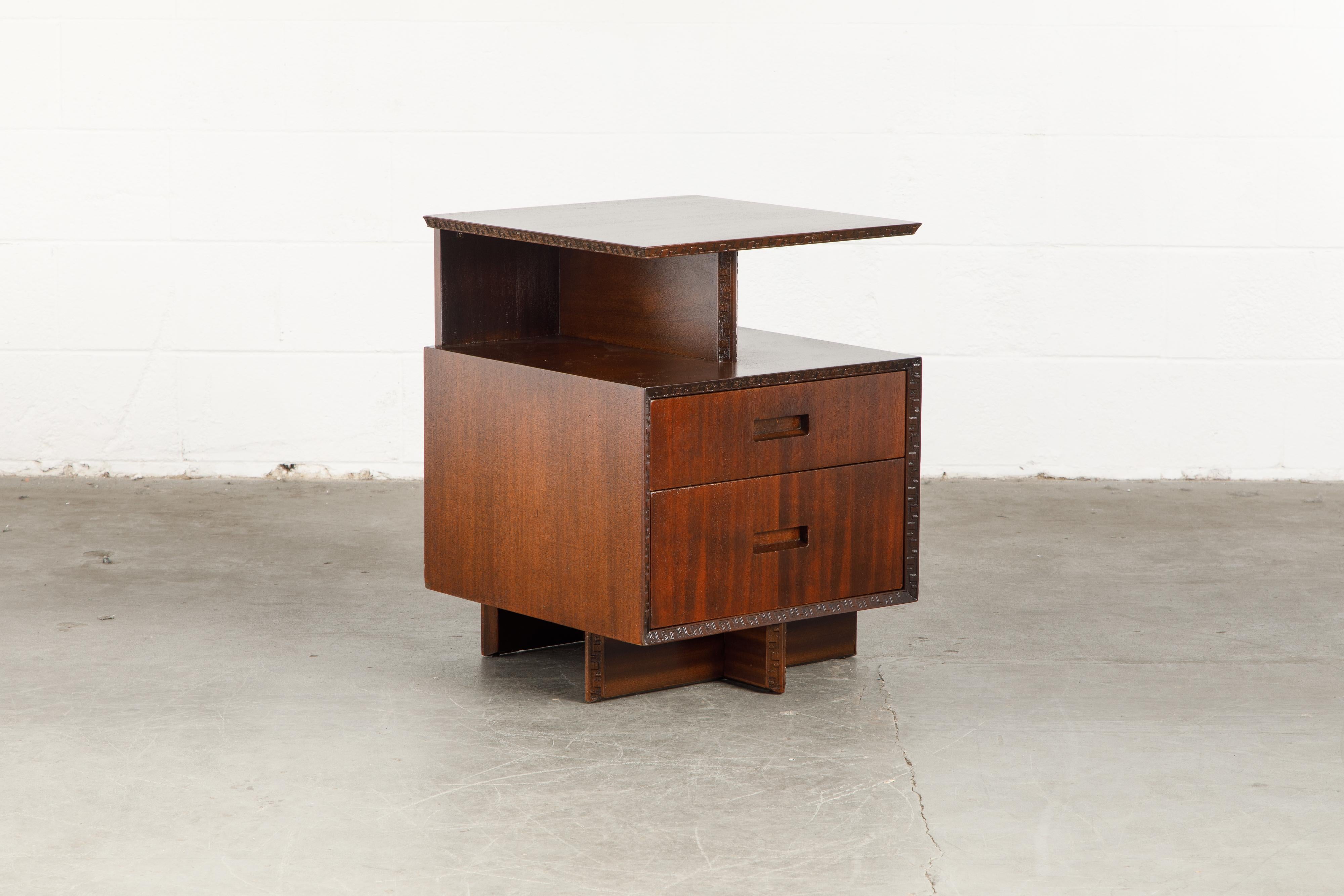 'Taliesin' Collection Platform Nightstand by Frank Lloyd Wright, 1955, Signed 2