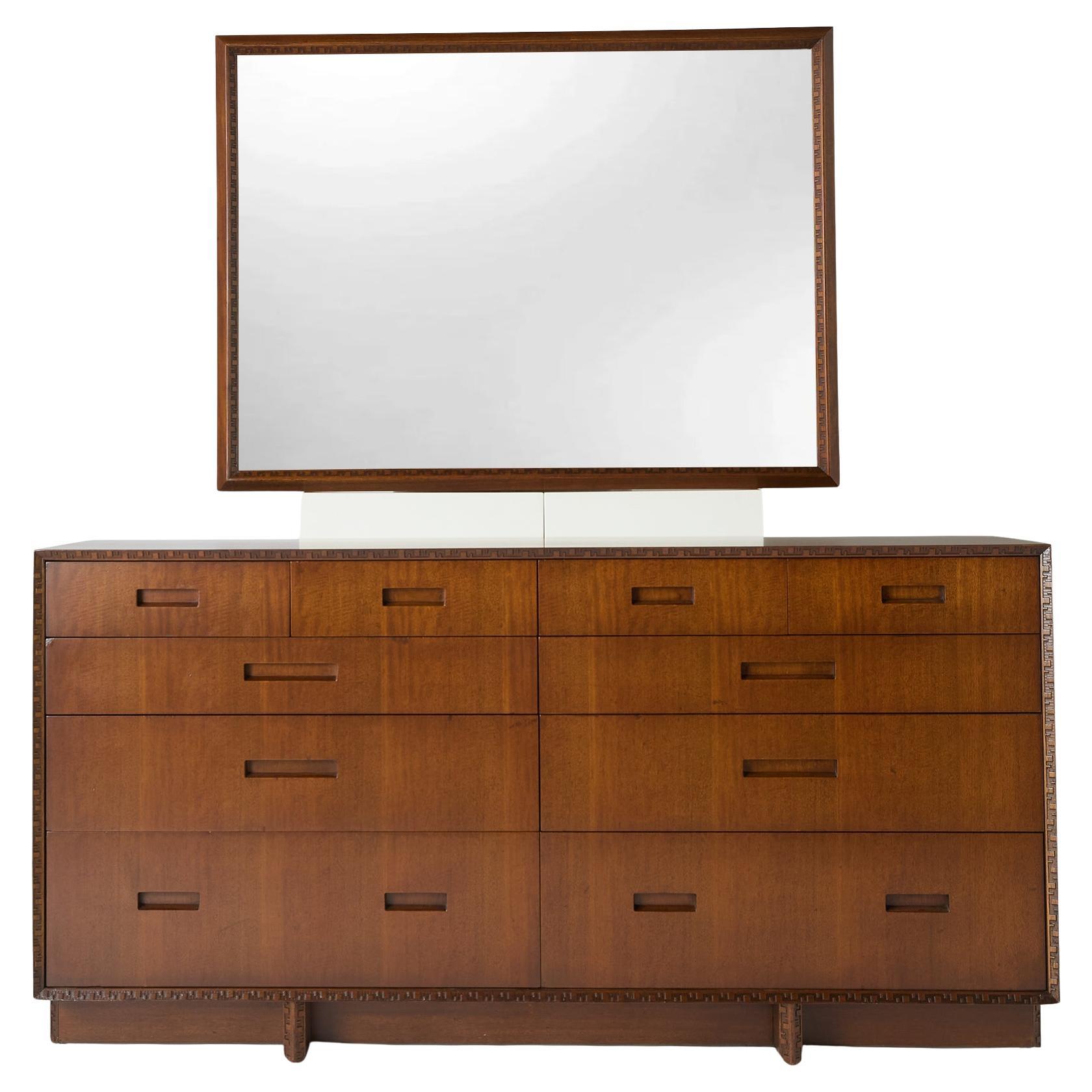 Taliesin Dresser & Mirror by Frank Lloyd Wright for Heritage-Henredon