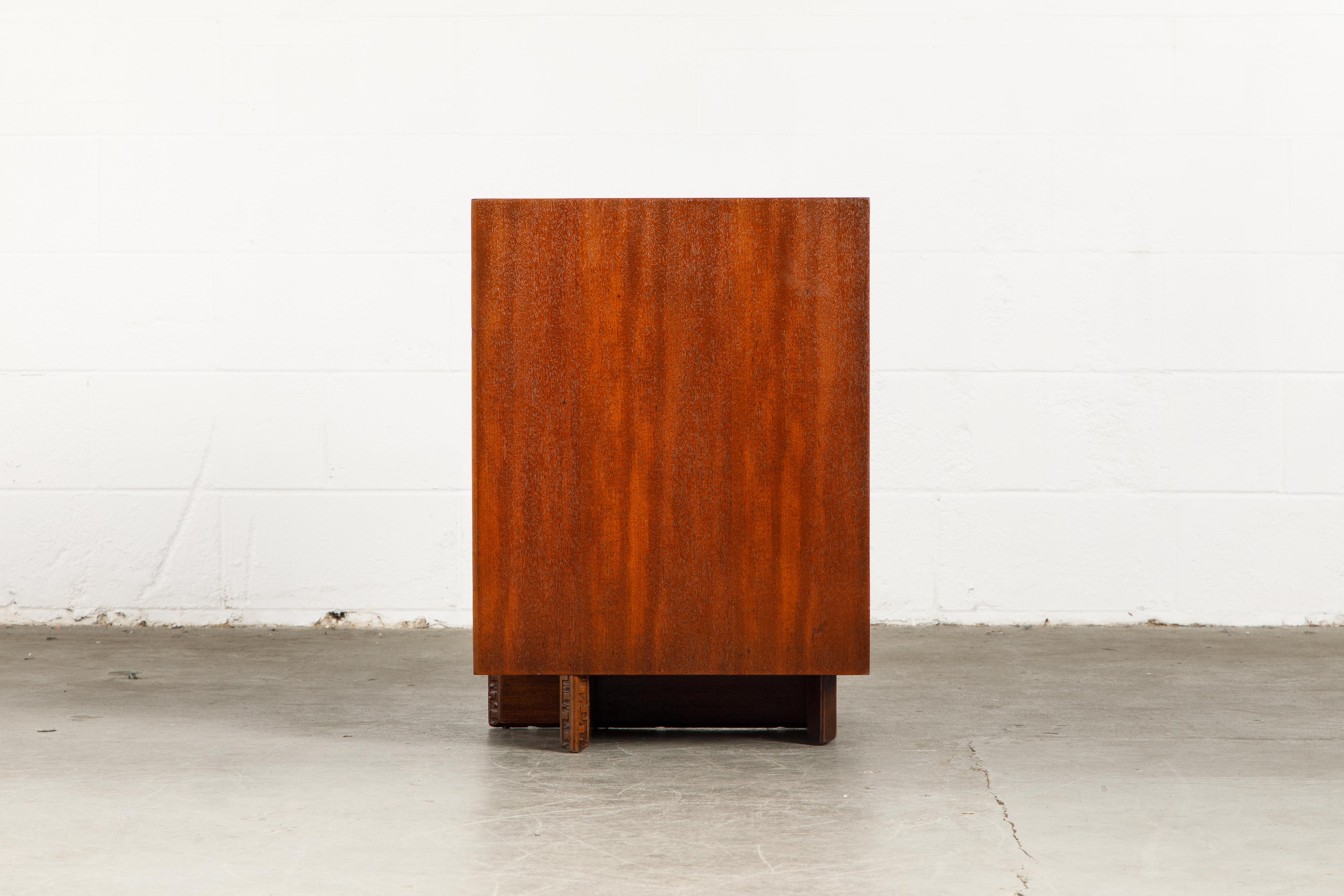 'Taliesin' Mahogany Chest of Drawers by Frank Lloyd Wright, 1955, Signed 4