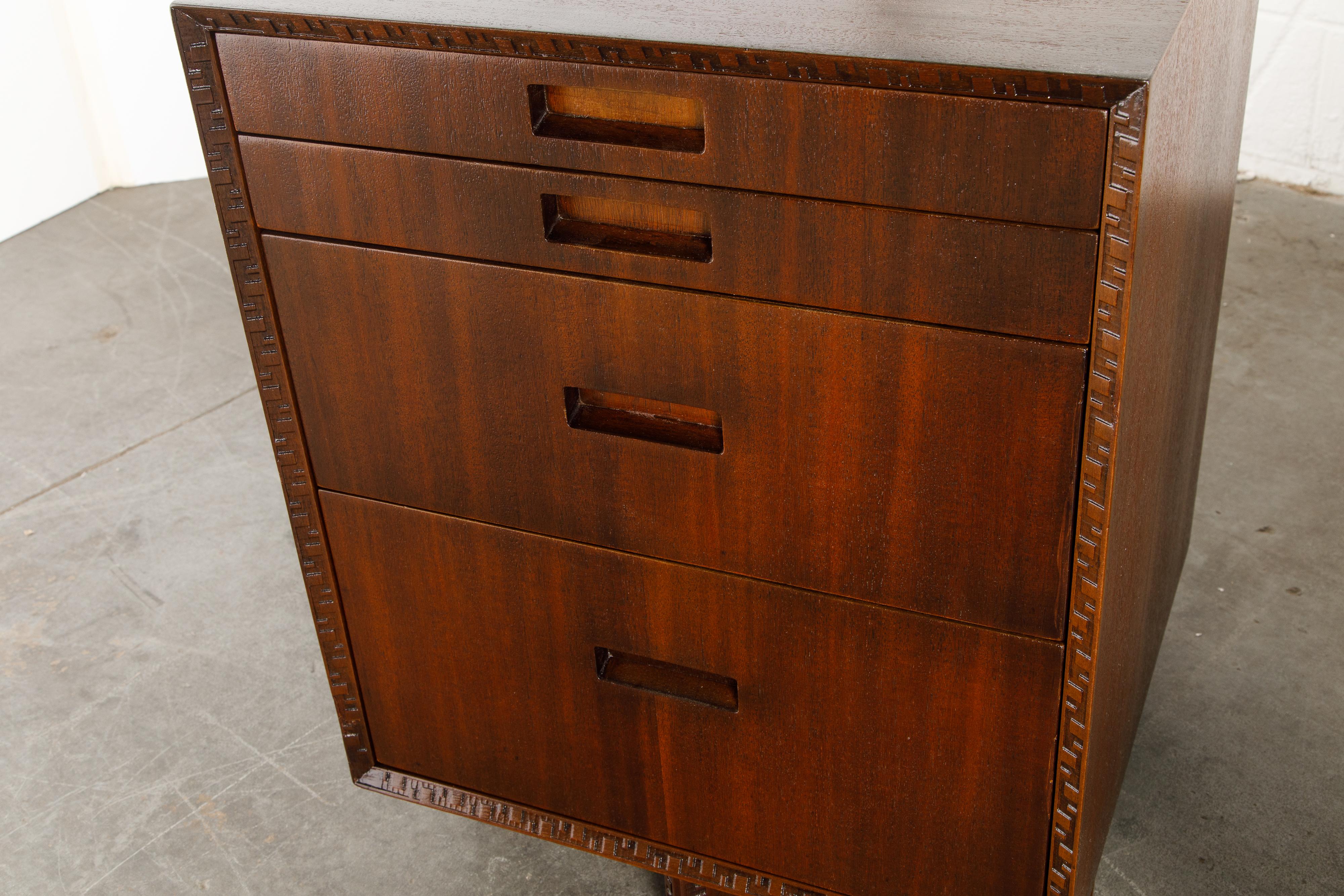 'Taliesin' Mahogany Chest of Drawers by Frank Lloyd Wright, 1955, Signed 6