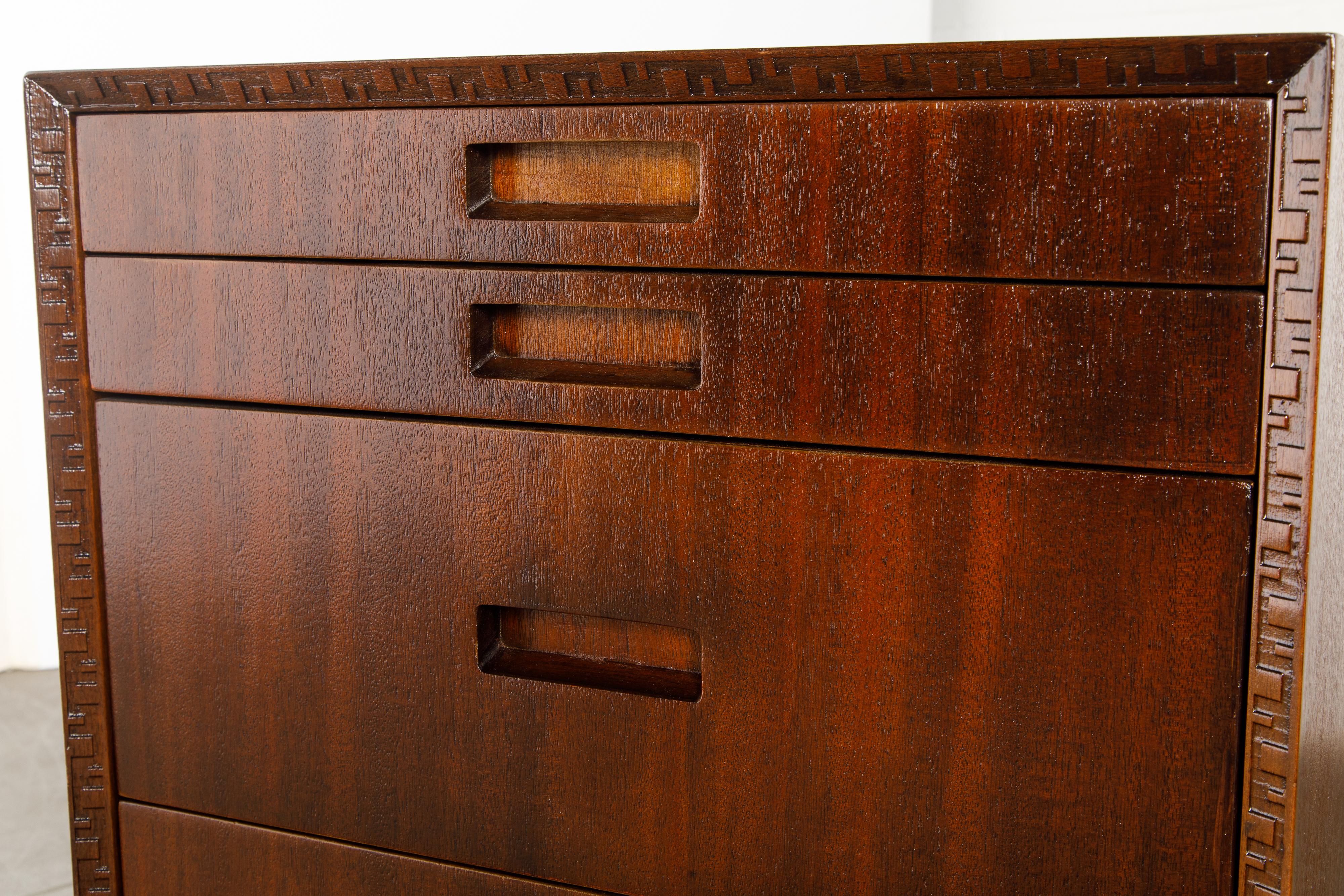 'Taliesin' Mahogany Chest of Drawers by Frank Lloyd Wright, 1955, Signed 9