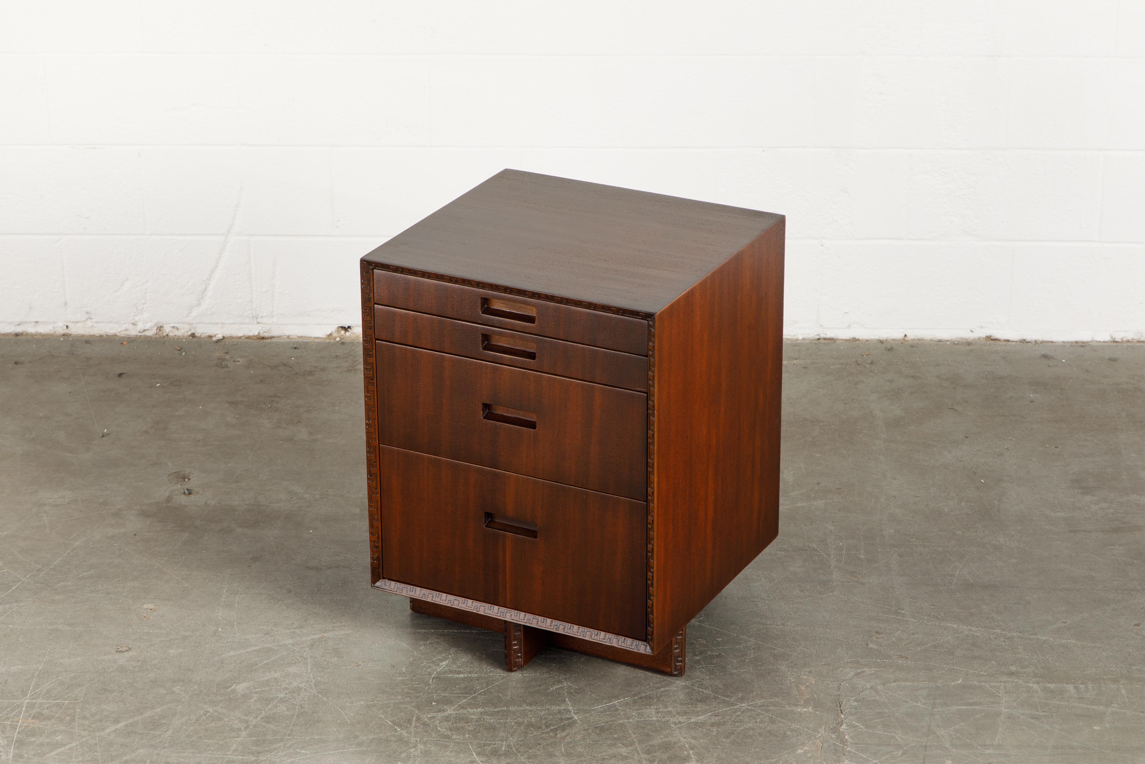 Mid-Century Modern 'Taliesin' Mahogany Chest of Drawers by Frank Lloyd Wright, 1955, Signed