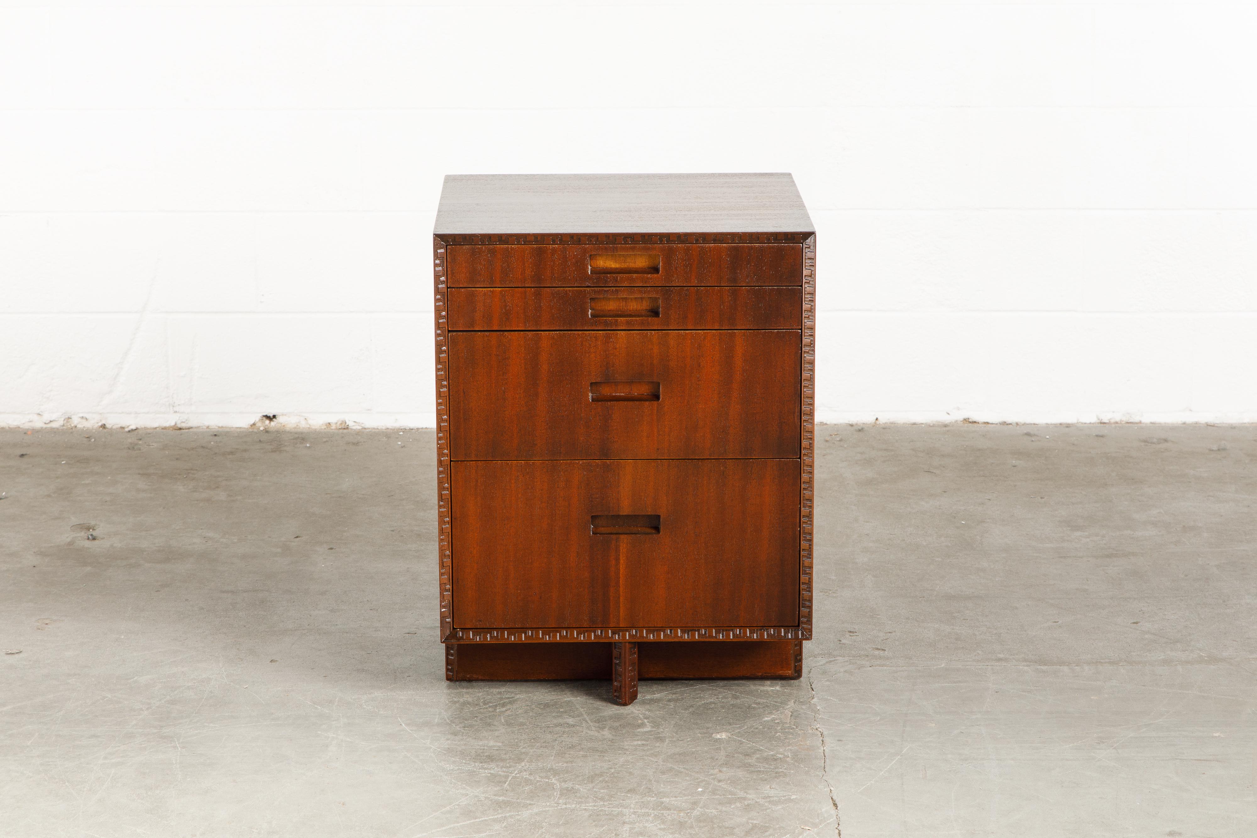 'Taliesin' Mahogany Chest of Drawers by Frank Lloyd Wright, 1955, Signed In Excellent Condition In Los Angeles, CA