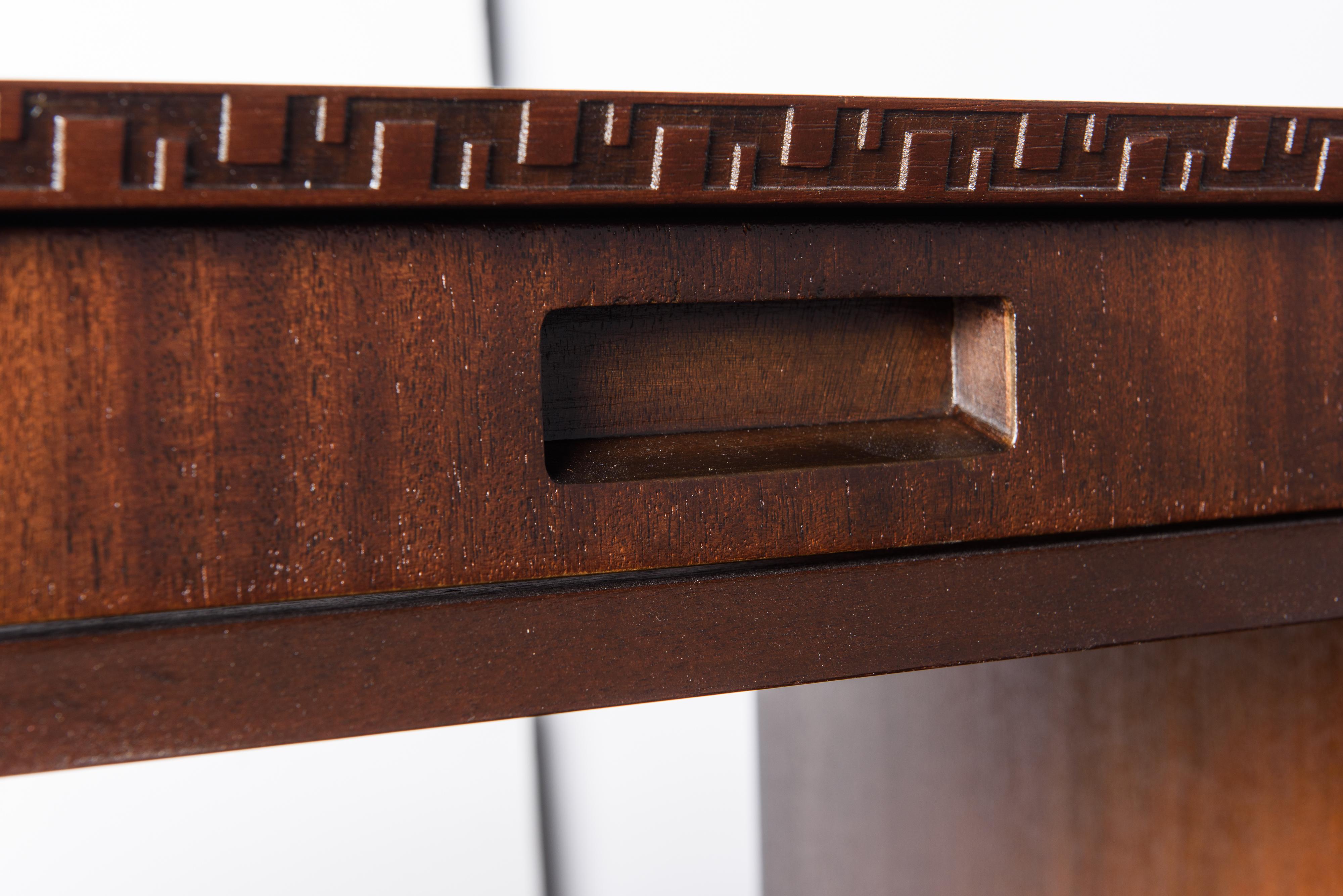 'Taliesin' Mahogany Desk with Pull-Out Table by Frank Lloyd Wright, 1955, Signed 7