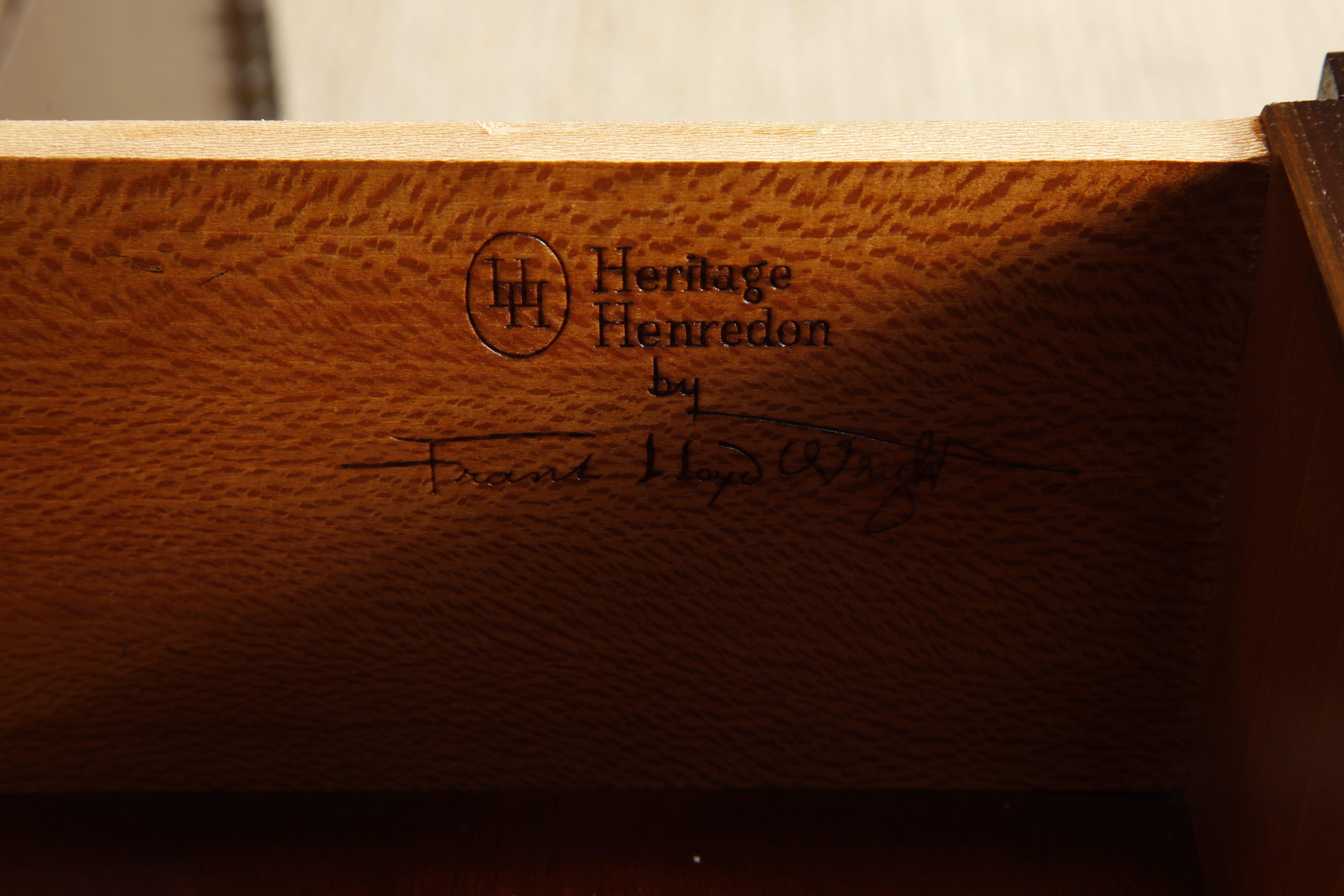 'Taliesin' Mahogany Dresser / Sideboard by Frank Lloyd Wright, 1955, Signed For Sale 9