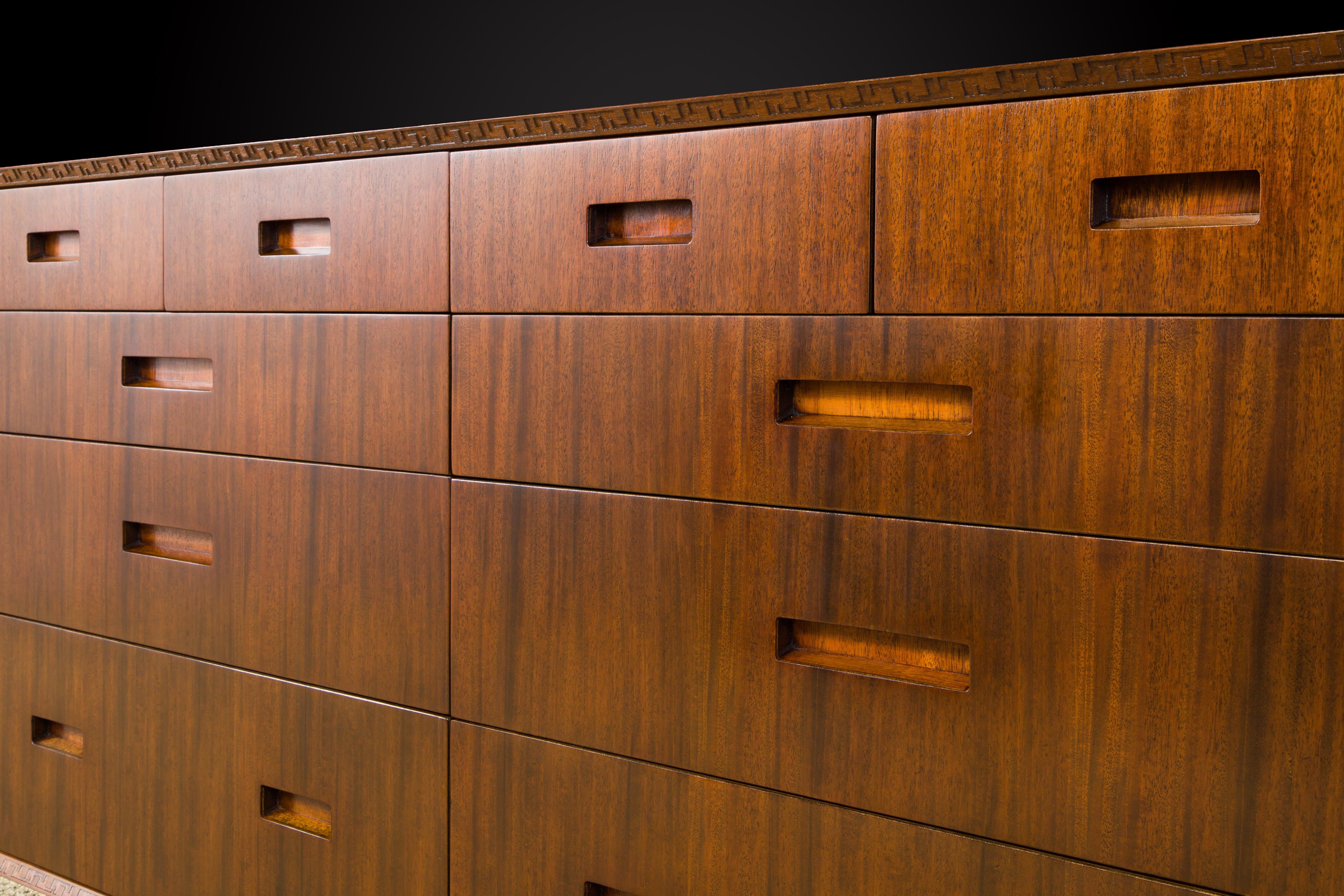 'Taliesin' Mahogany Dresser / Sideboard by Frank Lloyd Wright, 1955, Signed In Excellent Condition In Los Angeles, CA