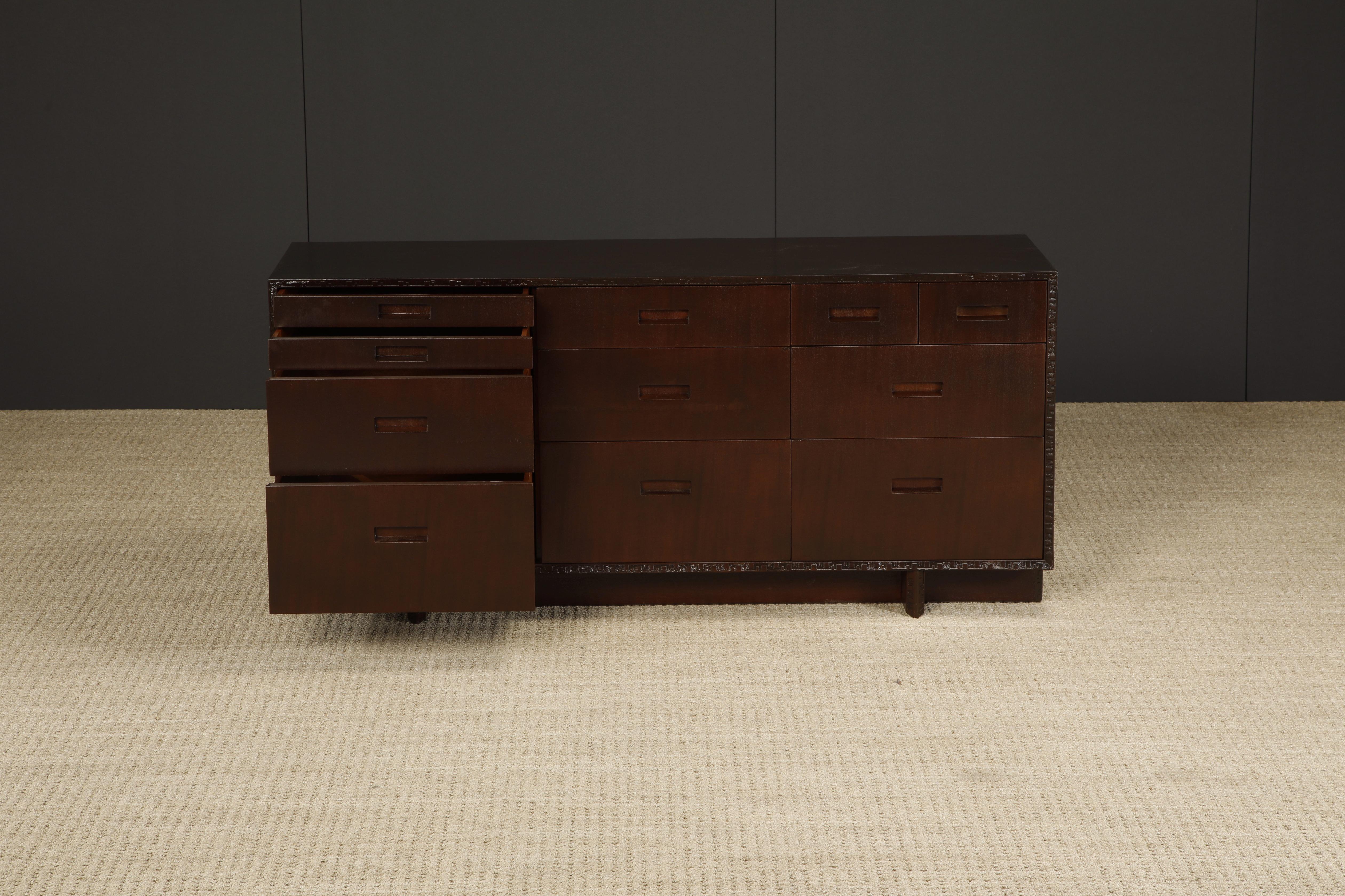 'Taliesin' Mahogany Dresser / Sideboard by Frank Lloyd Wright, 1955, Signed In Good Condition For Sale In Los Angeles, CA