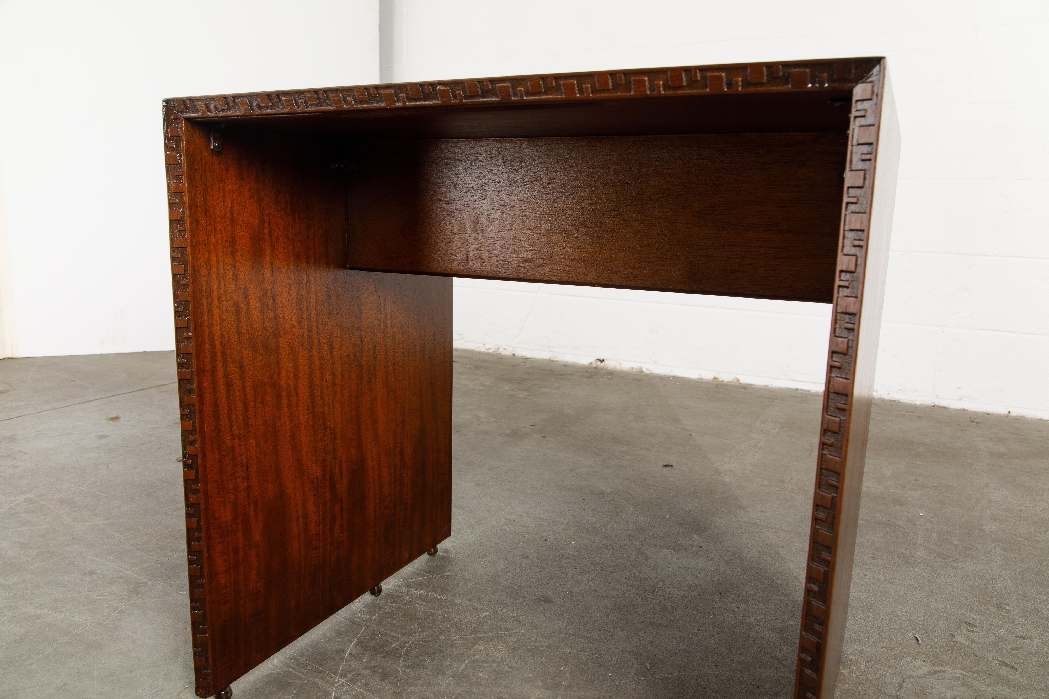 'Taliesin' Mahogany TV Dinner Table by Frank Lloyd Wright, 1955, Signed In Excellent Condition In Los Angeles, CA