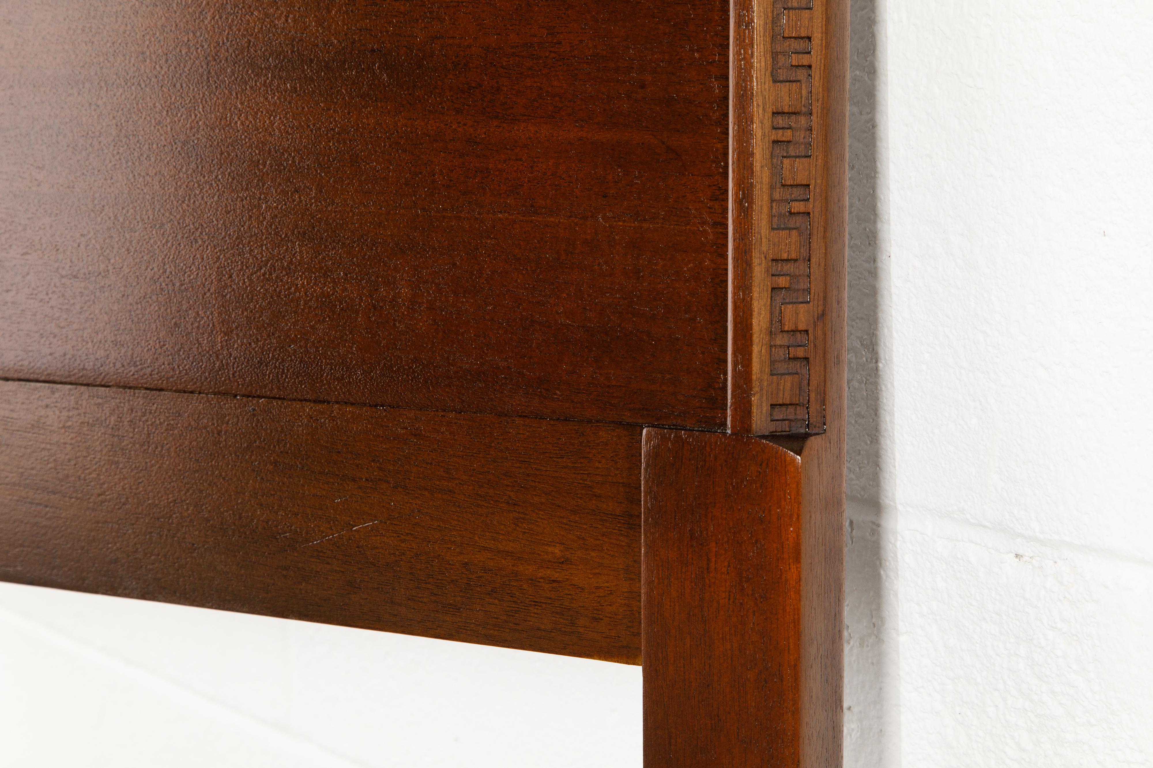 'Taliesin' Mahogany Twin Sized Bed Headboard by Frank Lloyd Wright, 1955, Signed For Sale 8