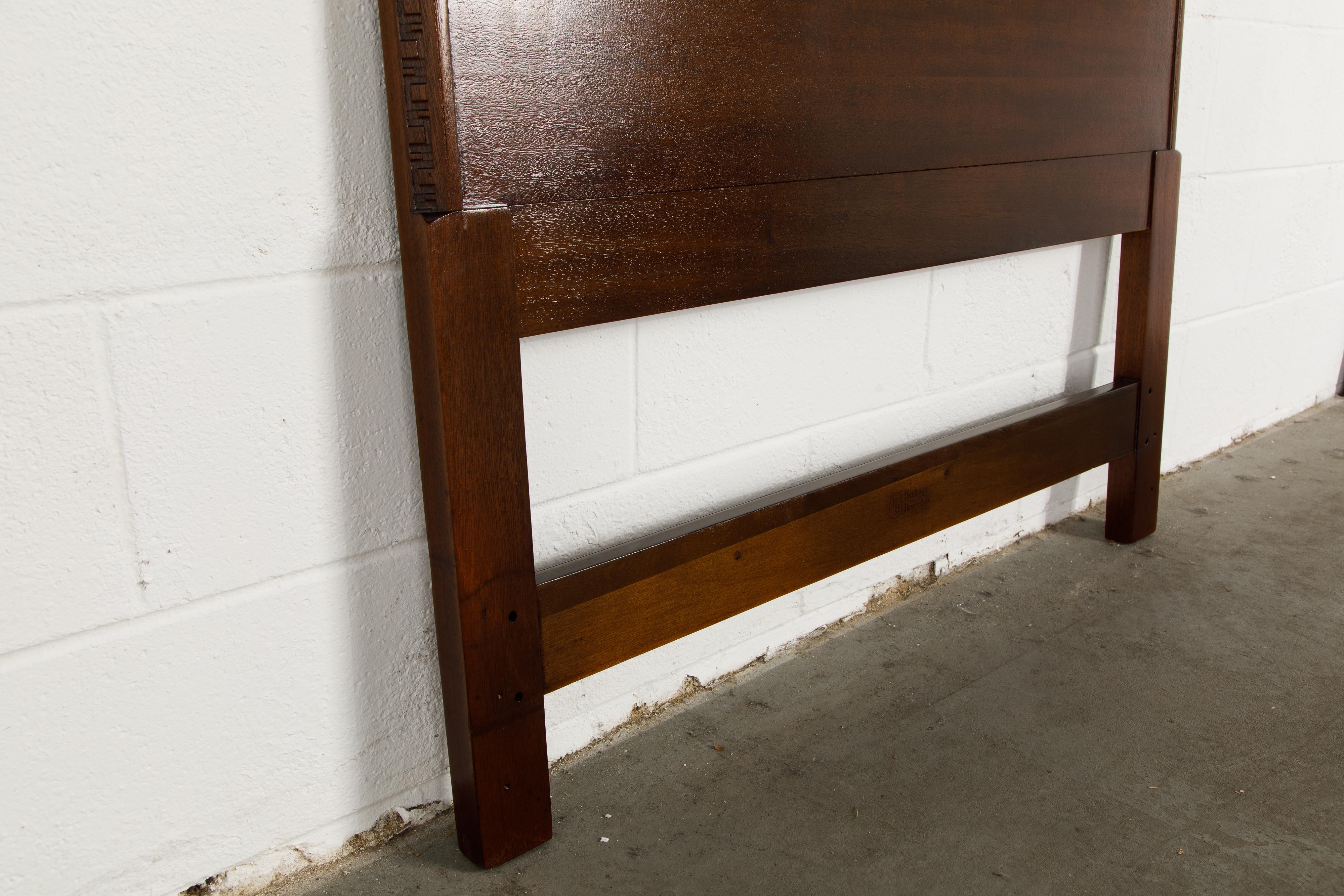 American 'Taliesin' Mahogany Twin Sized Bed Headboard by Frank Lloyd Wright, 1955, Signed For Sale