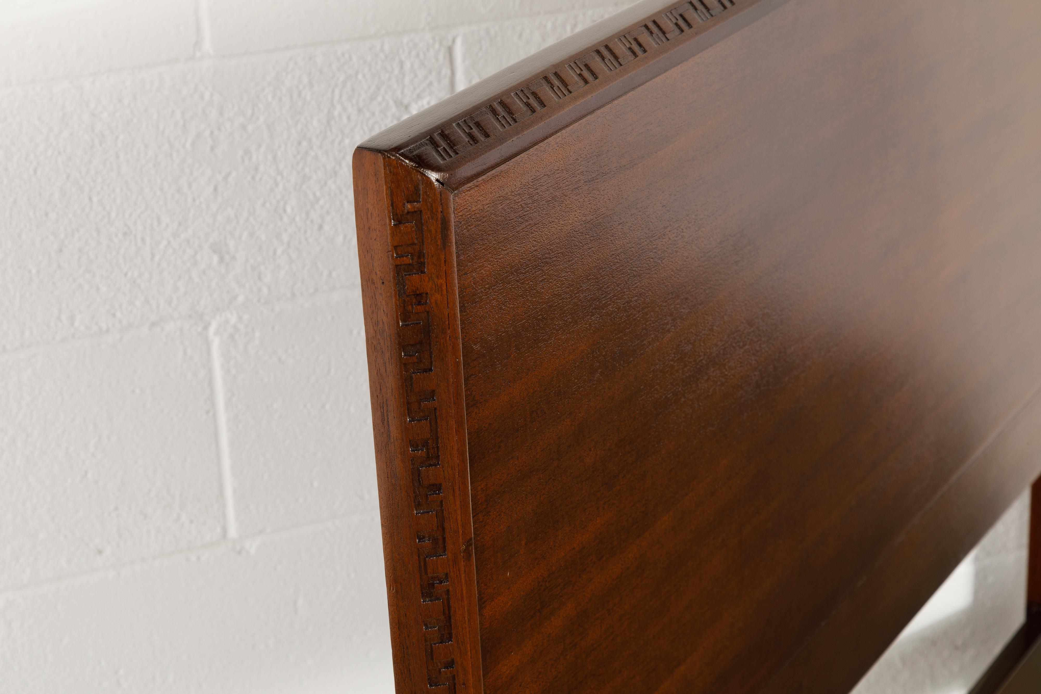 'Taliesin' Mahogany Twin Sized Bed Headboard by Frank Lloyd Wright, 1955, Signed For Sale 1