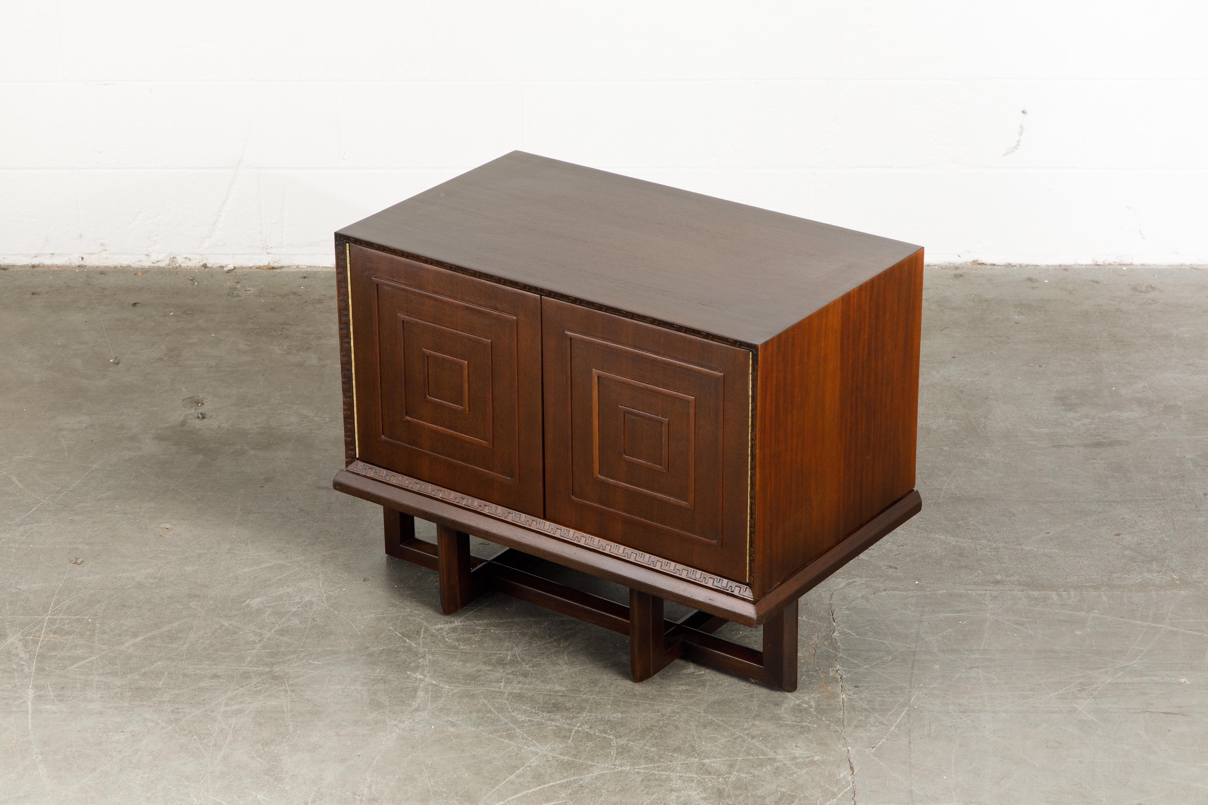 Mahogany 'Taliesin' Model #2005 Special Cabinet by Frank Lloyd Wright, 1955, Signed For Sale